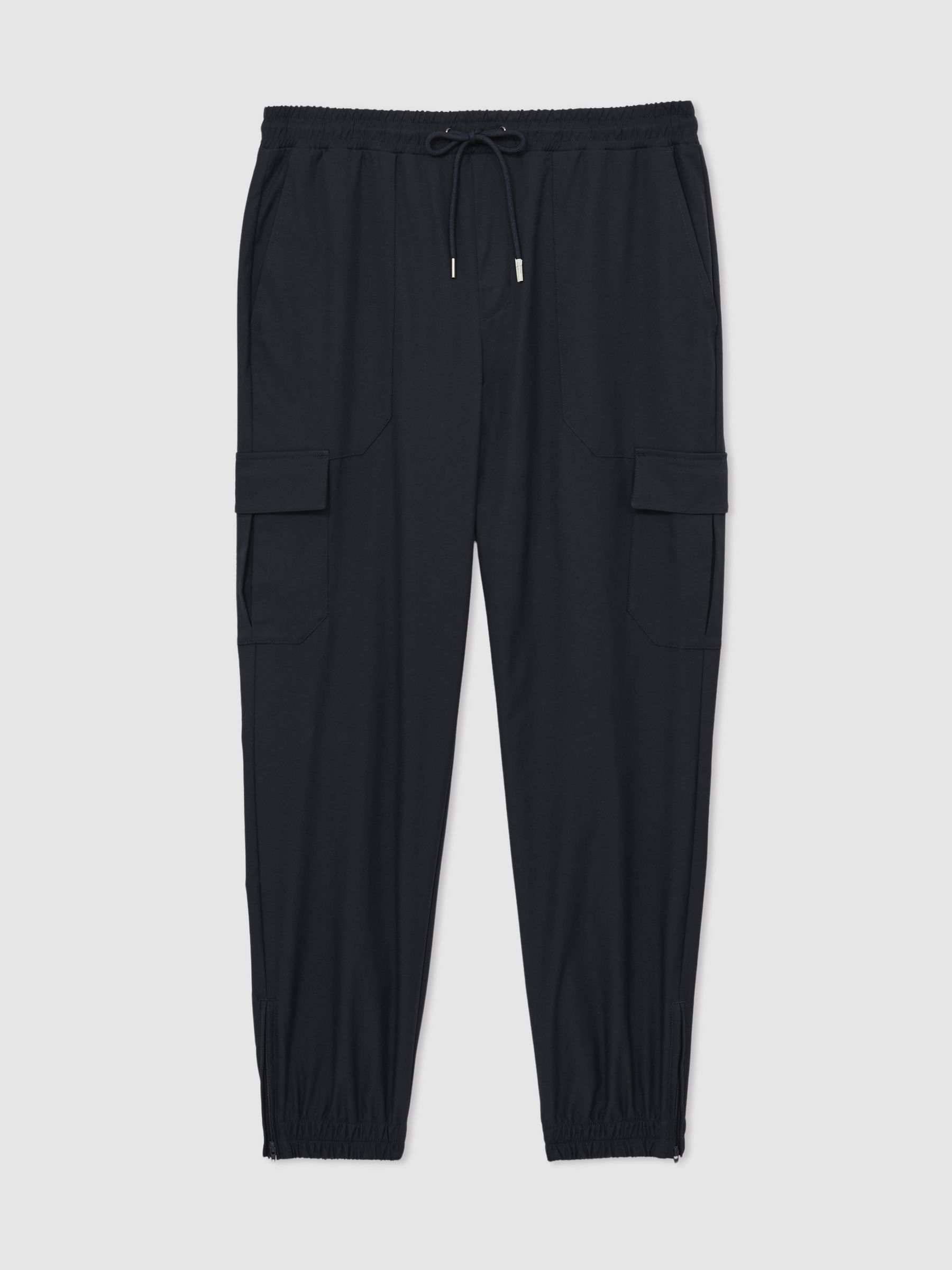 Technical Cargo Drawstring Trousers in Navy - Image 2 of 6