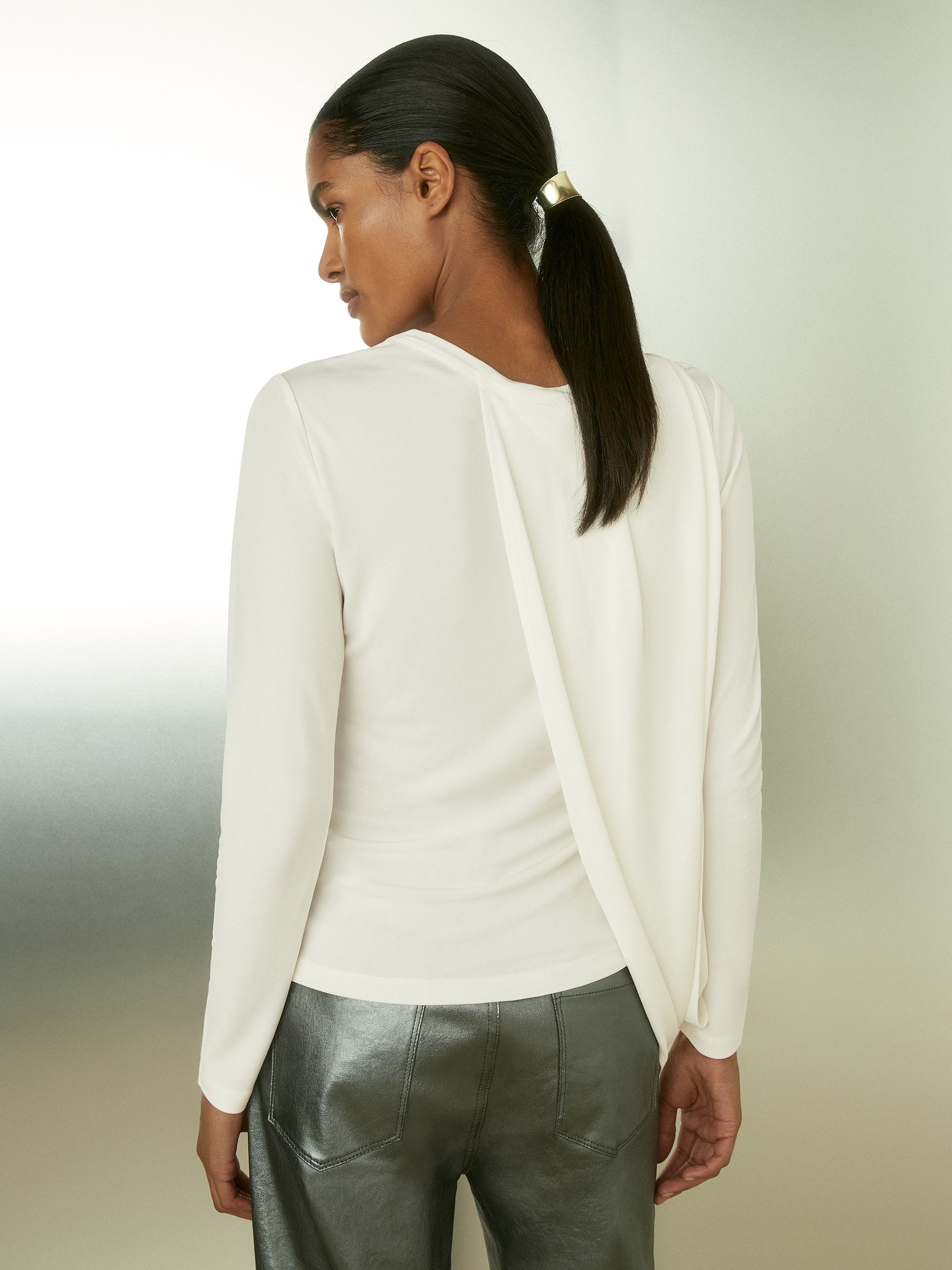 Draped-Jersey Top in Ivory - Image 4 of 5