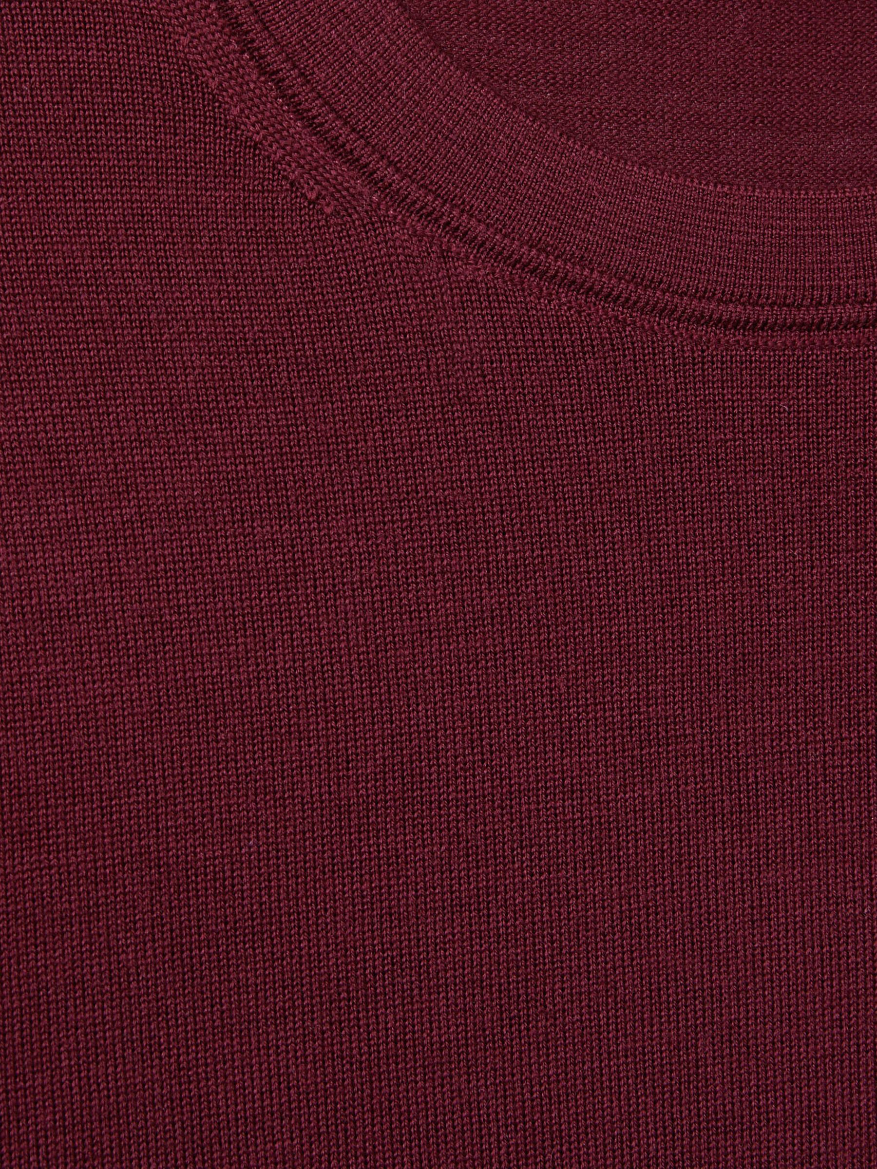 Merino Wool Crew Neck Jumper in Claret Red - Image 6 of 6