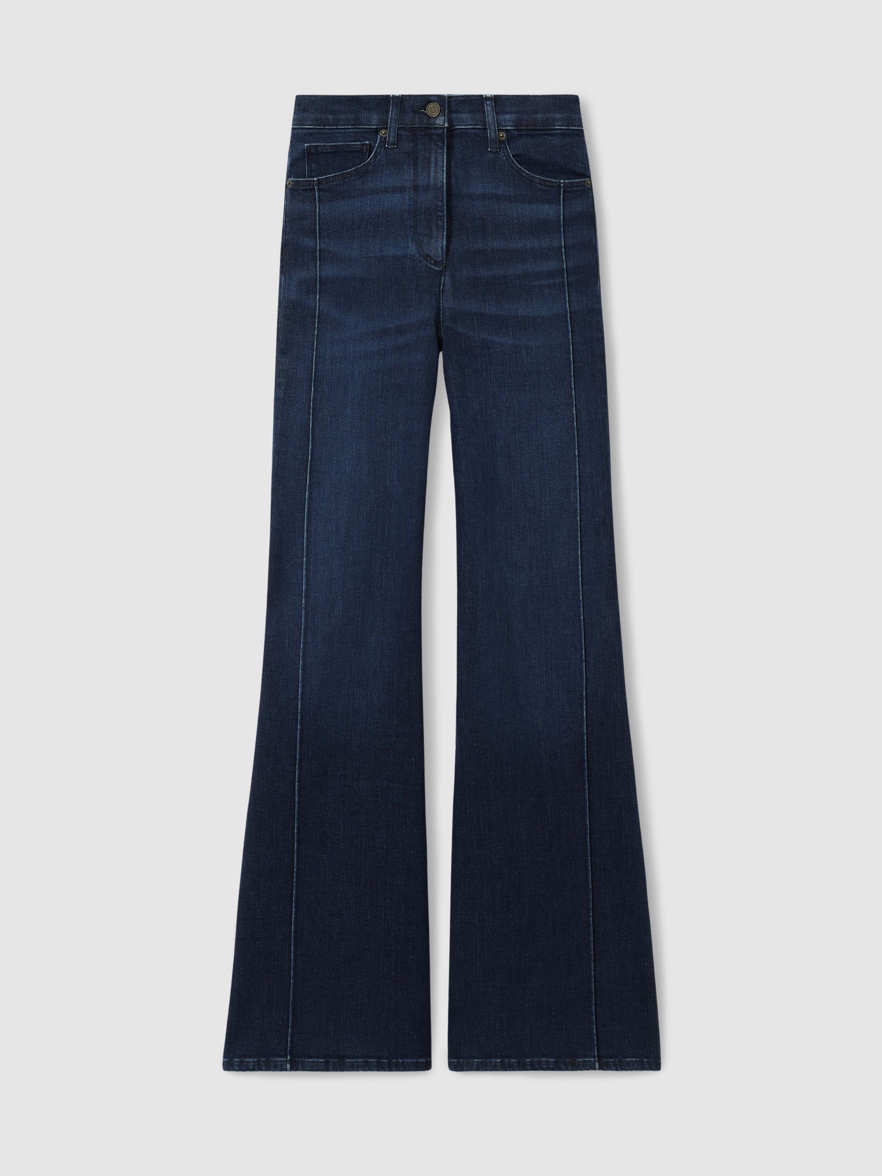 Petite Stretch-Cotton Wide-Leg Jeans in Dark Blue - Image 2 of 8