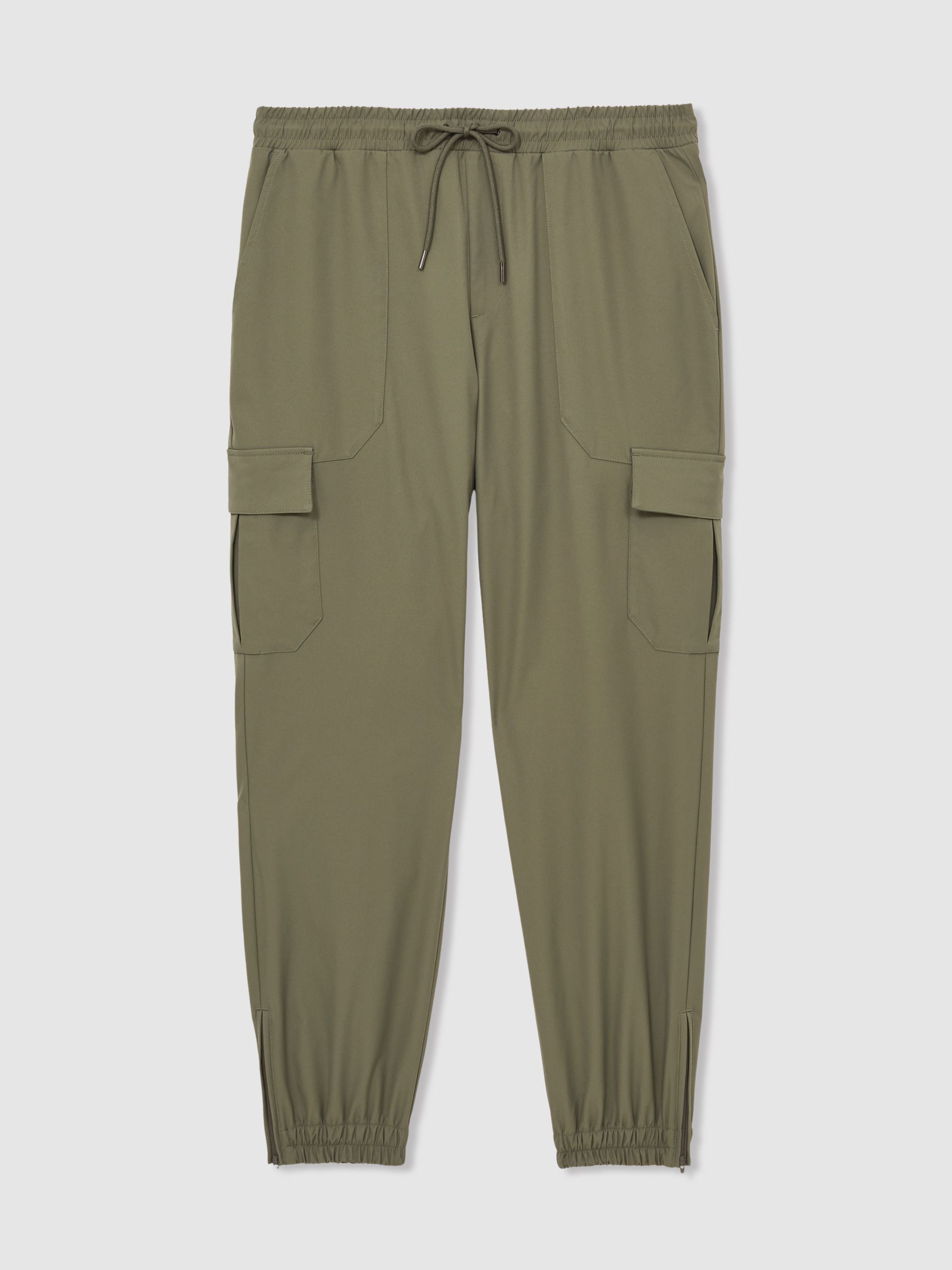 Technical Cargo Drawstring Trousers in Olive - Image 2 of 7