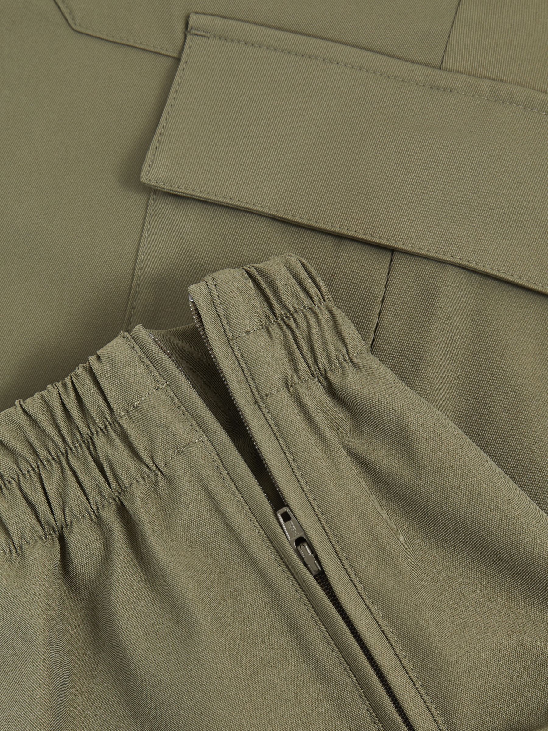 Technical Cargo Drawstring Trousers in Olive - Image 7 of 7