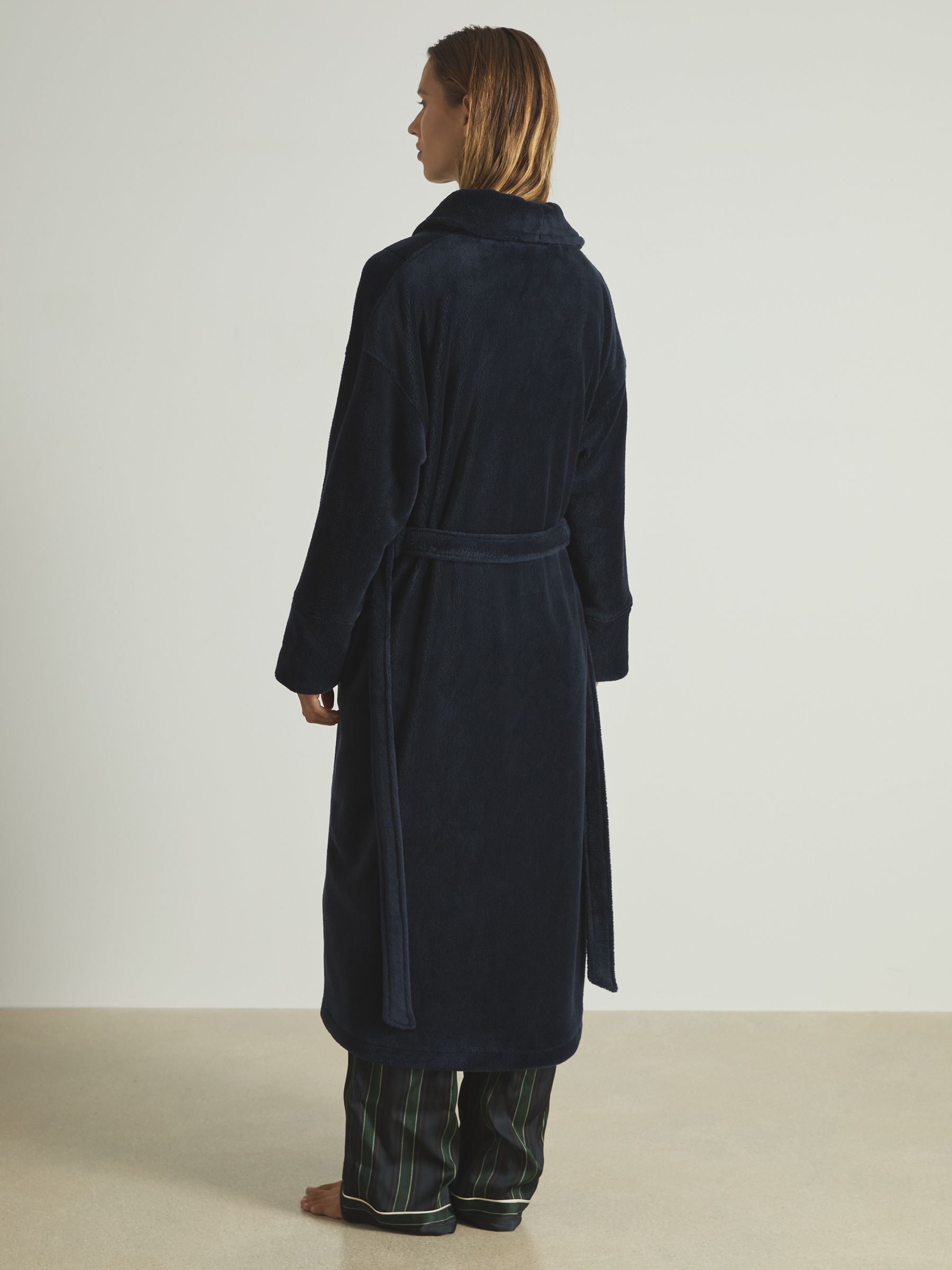 Fleece Dressing Gown in Navy - Image 5 of 6