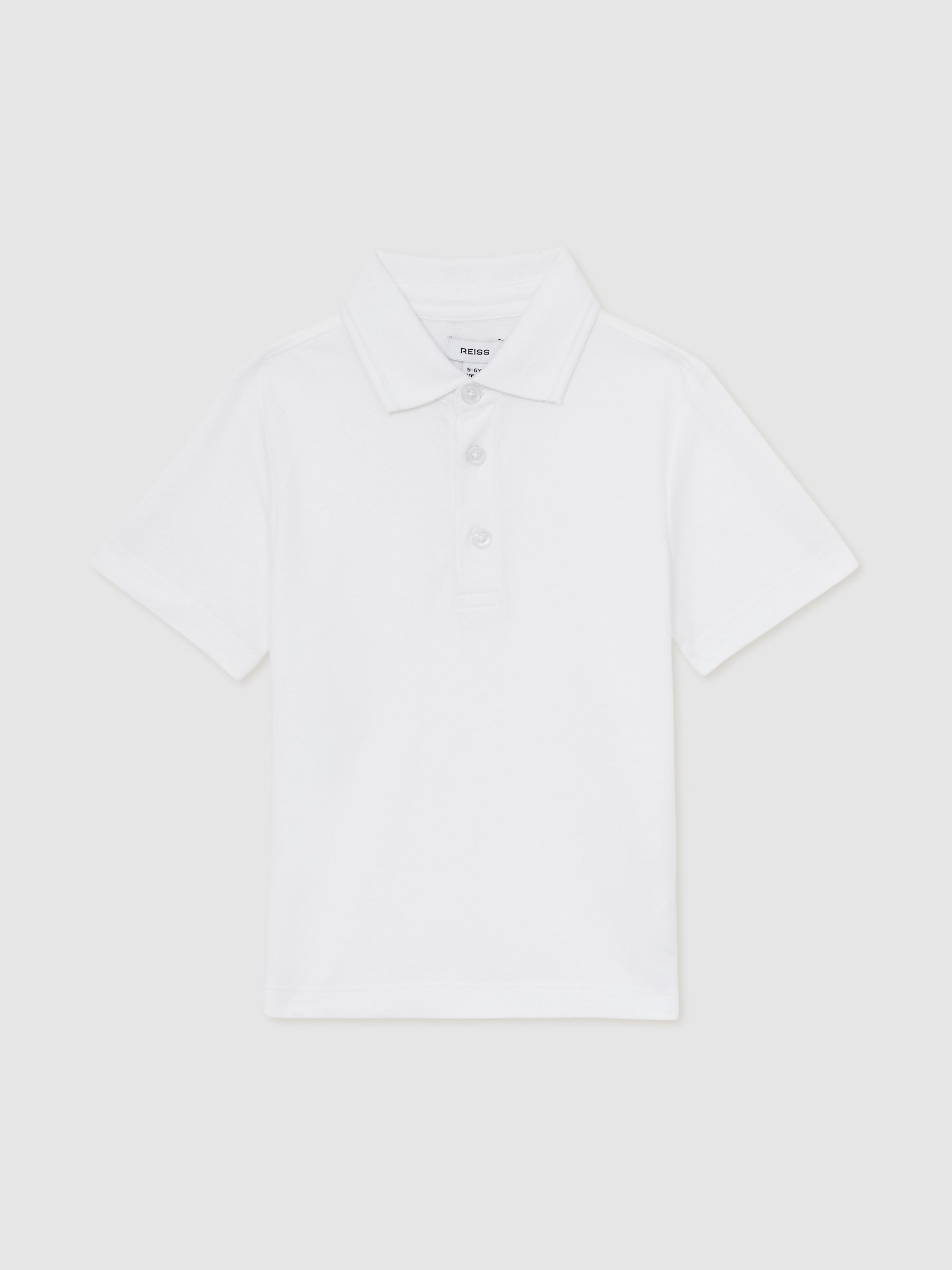 3-9 yrs 2 Pack Cotton Piqué Polo Shirts in White - Image 2 of 4