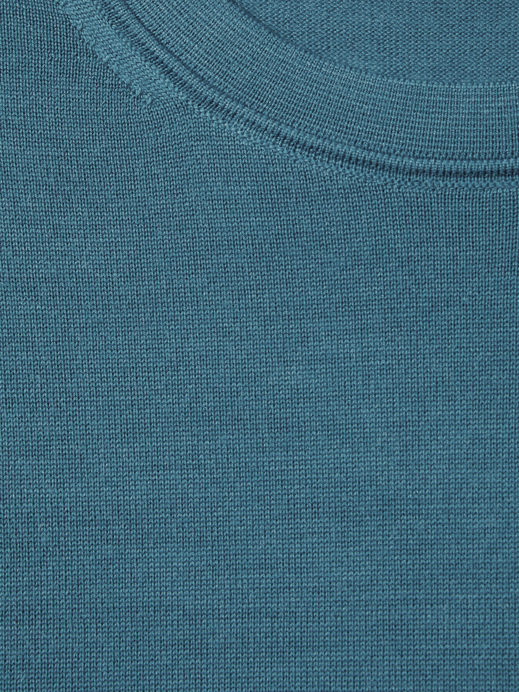 Merino Wool Crew Neck Jumper in Deep Teal Blue - Image 6 of 6