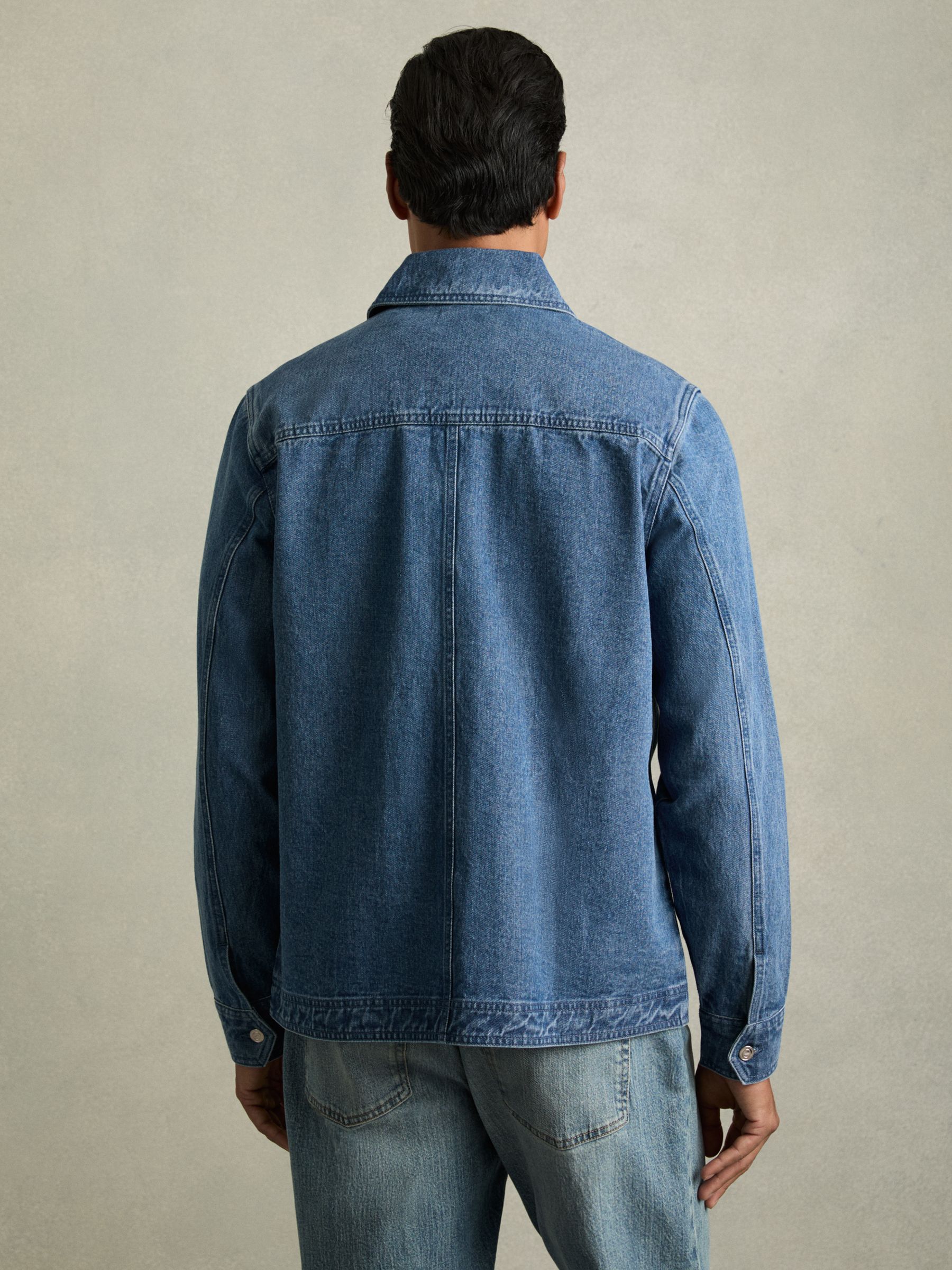 Cotton-Denim Button-Through Overshirt in Light Blue Wash - Image 5 of 7