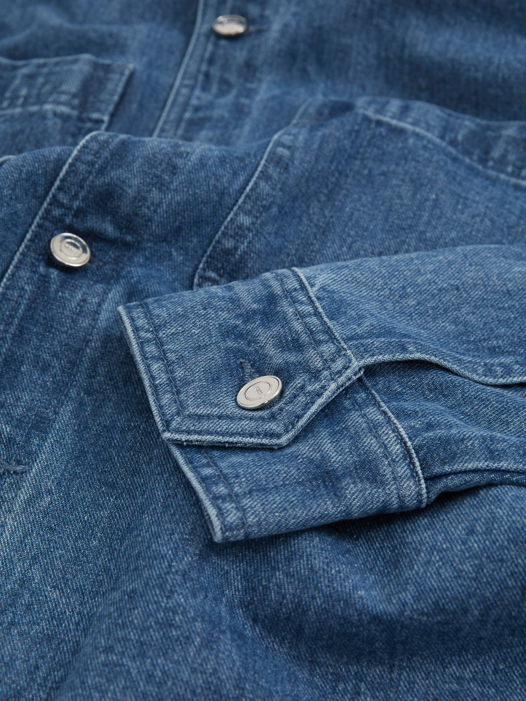 Cotton-Denim Button-Through Overshirt in Light Blue Wash - Image 7 of 7