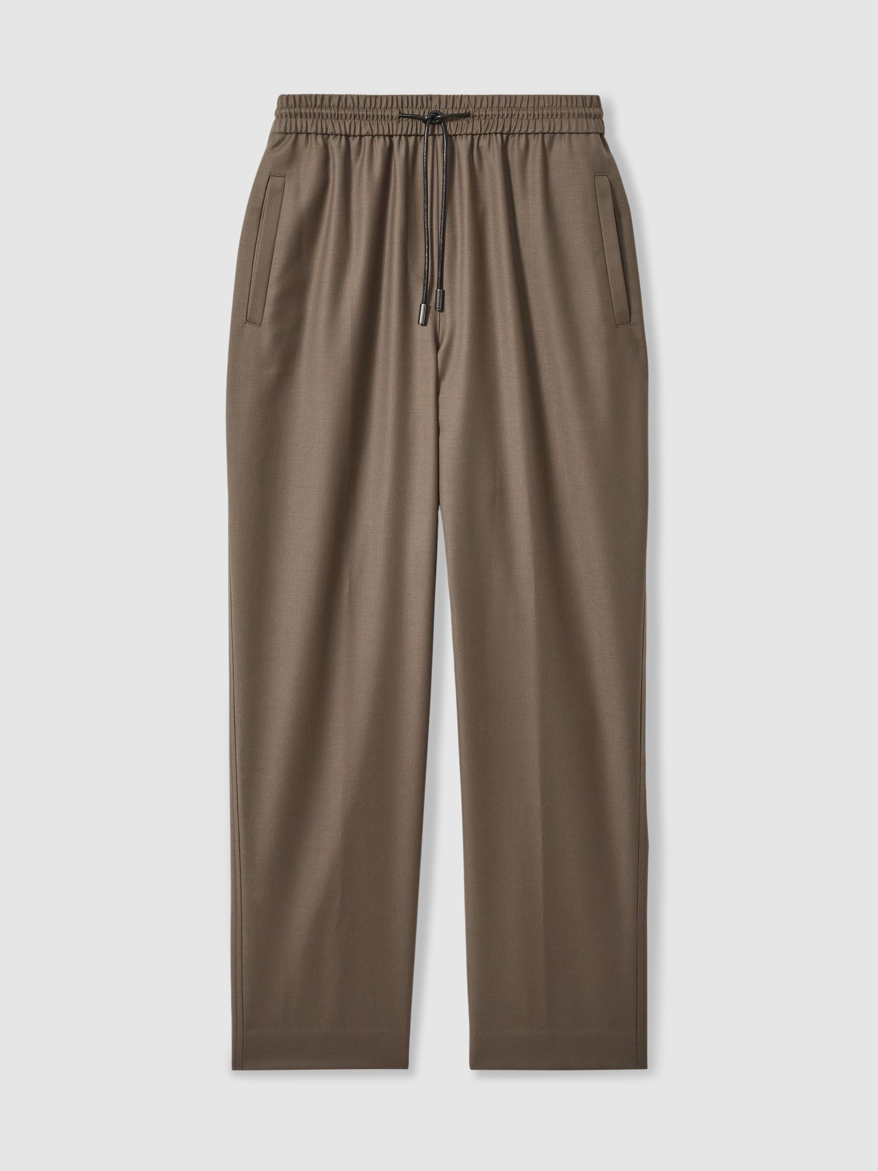 Wool-Blend Drawstring-Waist Tapered Trousers in Mink Neutral - Image 2 of 6