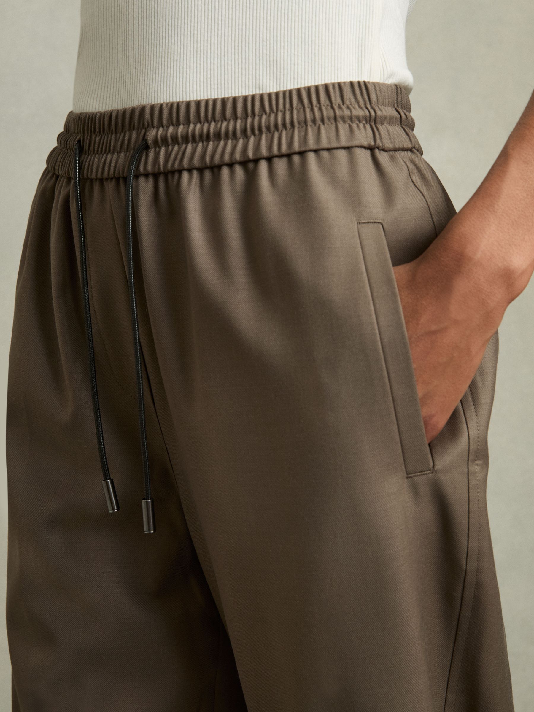 Wool-Blend Drawstring-Waist Tapered Trousers in Mink Neutral - Image 4 of 6