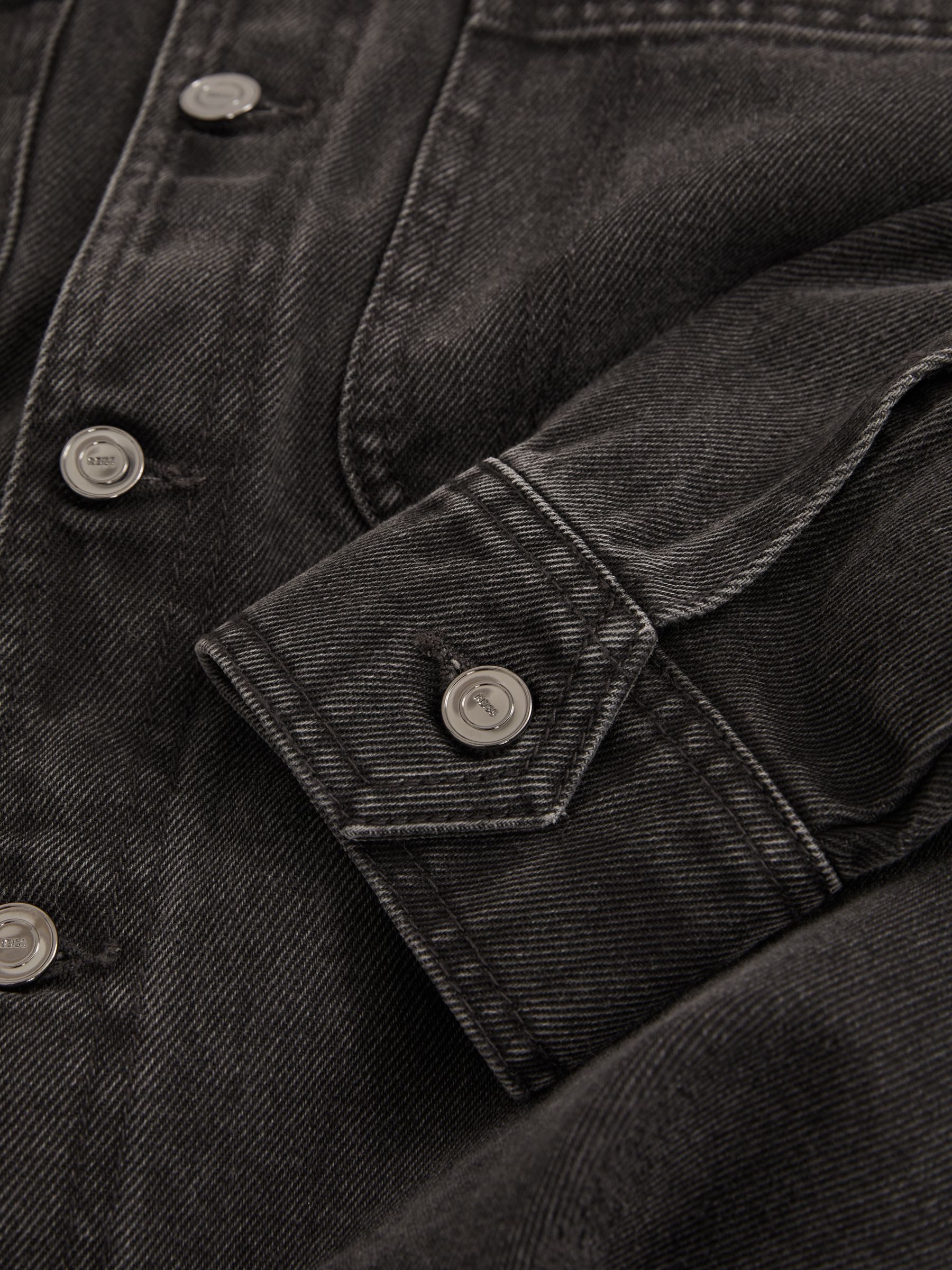 Cotton-Denim Button-Through Overshirt in Washed Black - Image 6 of 6
