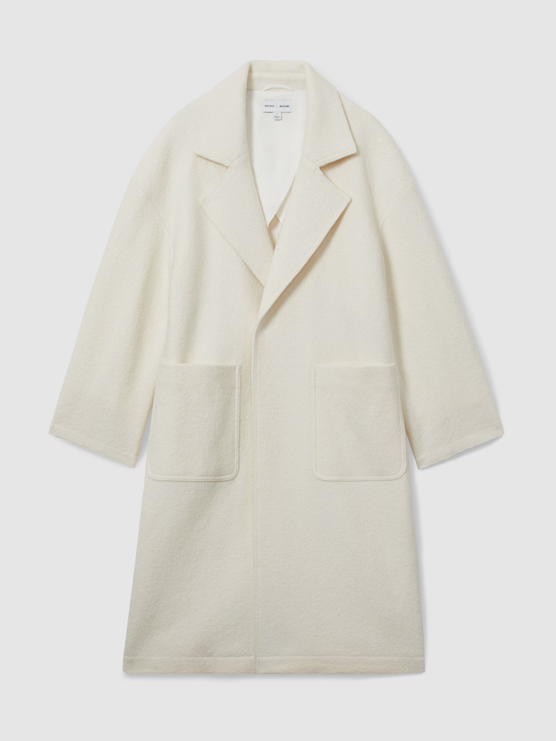 Reiss | Les 100 Ciels Boiled-Wool Bouclé Coat in Cream - Image 2 of 6