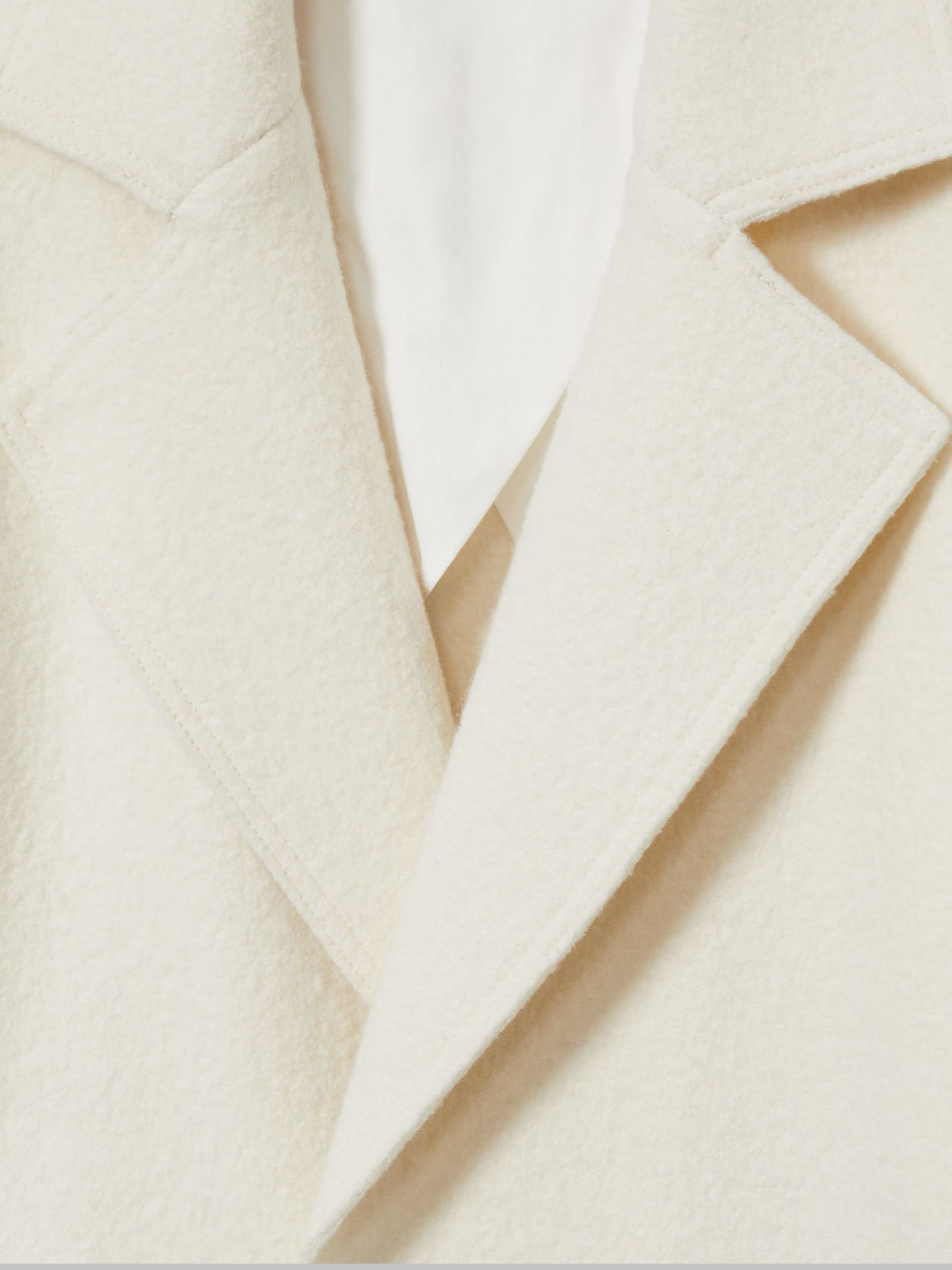 Reiss | Les 100 Ciels Boiled-Wool Bouclé Coat in Cream - Image 6 of 6
