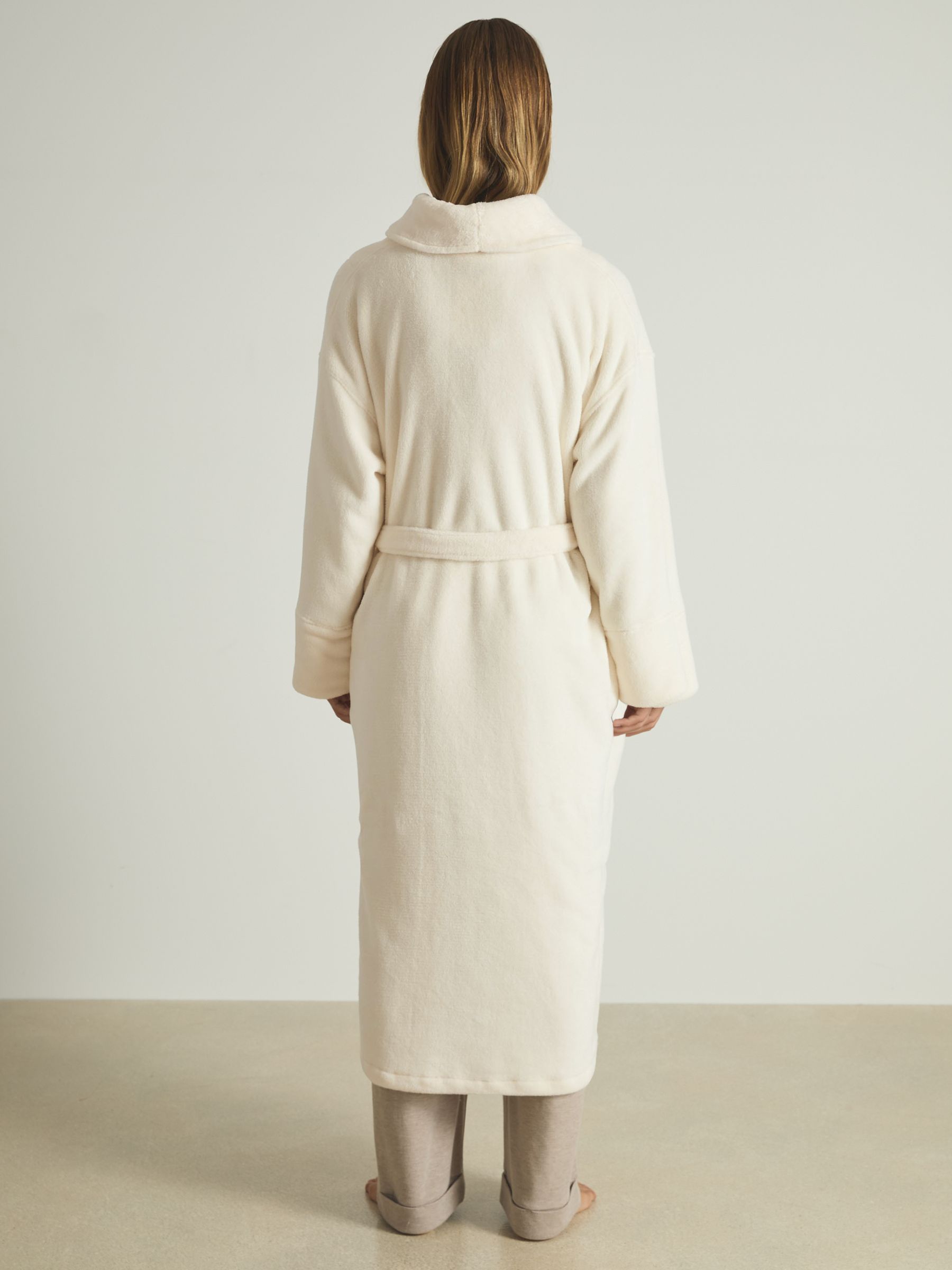 Fleece Dressing Gown in Ivory - Image 4 of 6