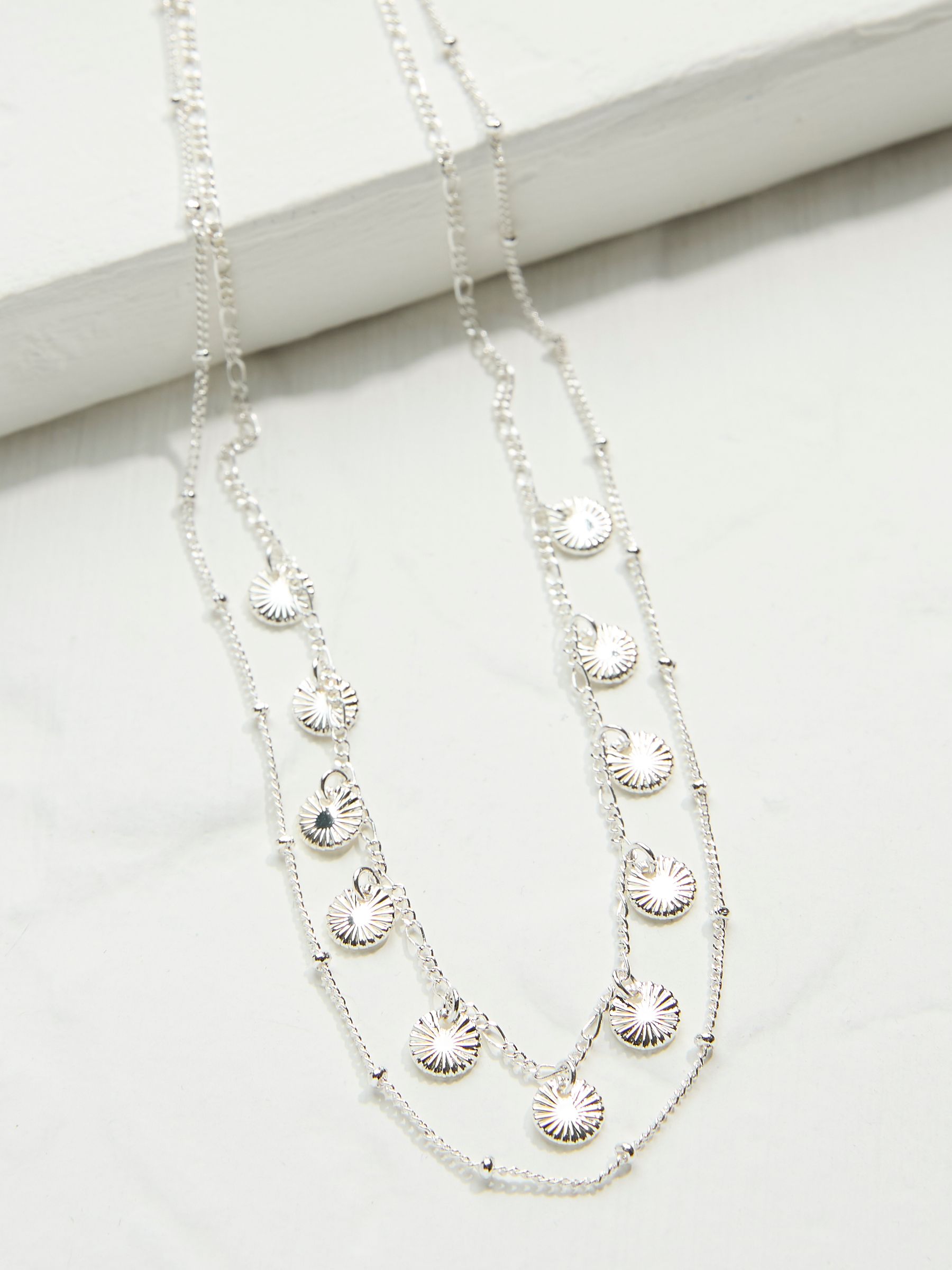 Silver Tone Double Layered Necklace - Image 2 of 2