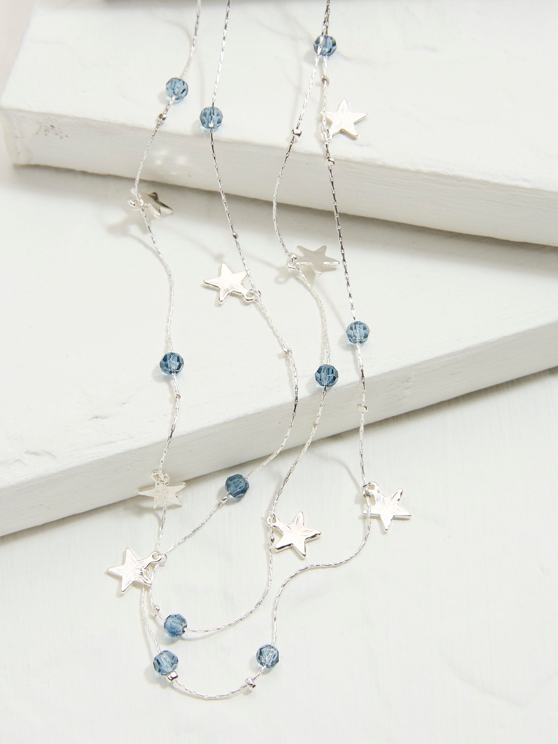 Silver Tone Star Beaded Layered Necklace - Image 2 of 2