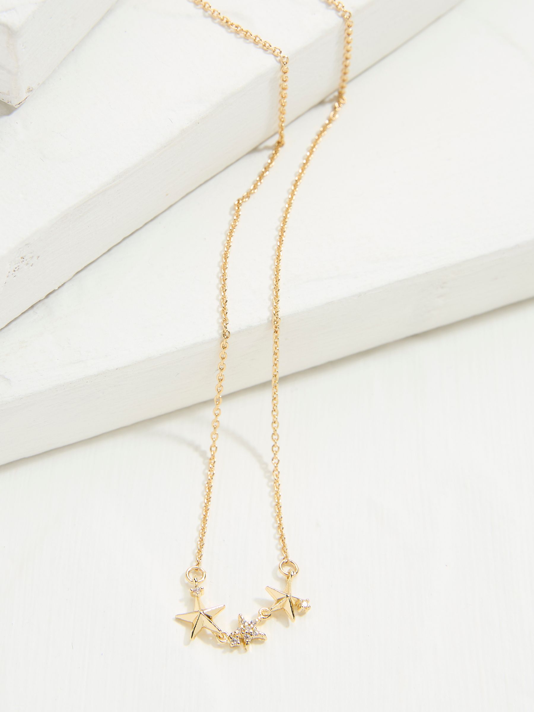 Gold Tone Trio Star Pendant Necklace - Image 2 of 2