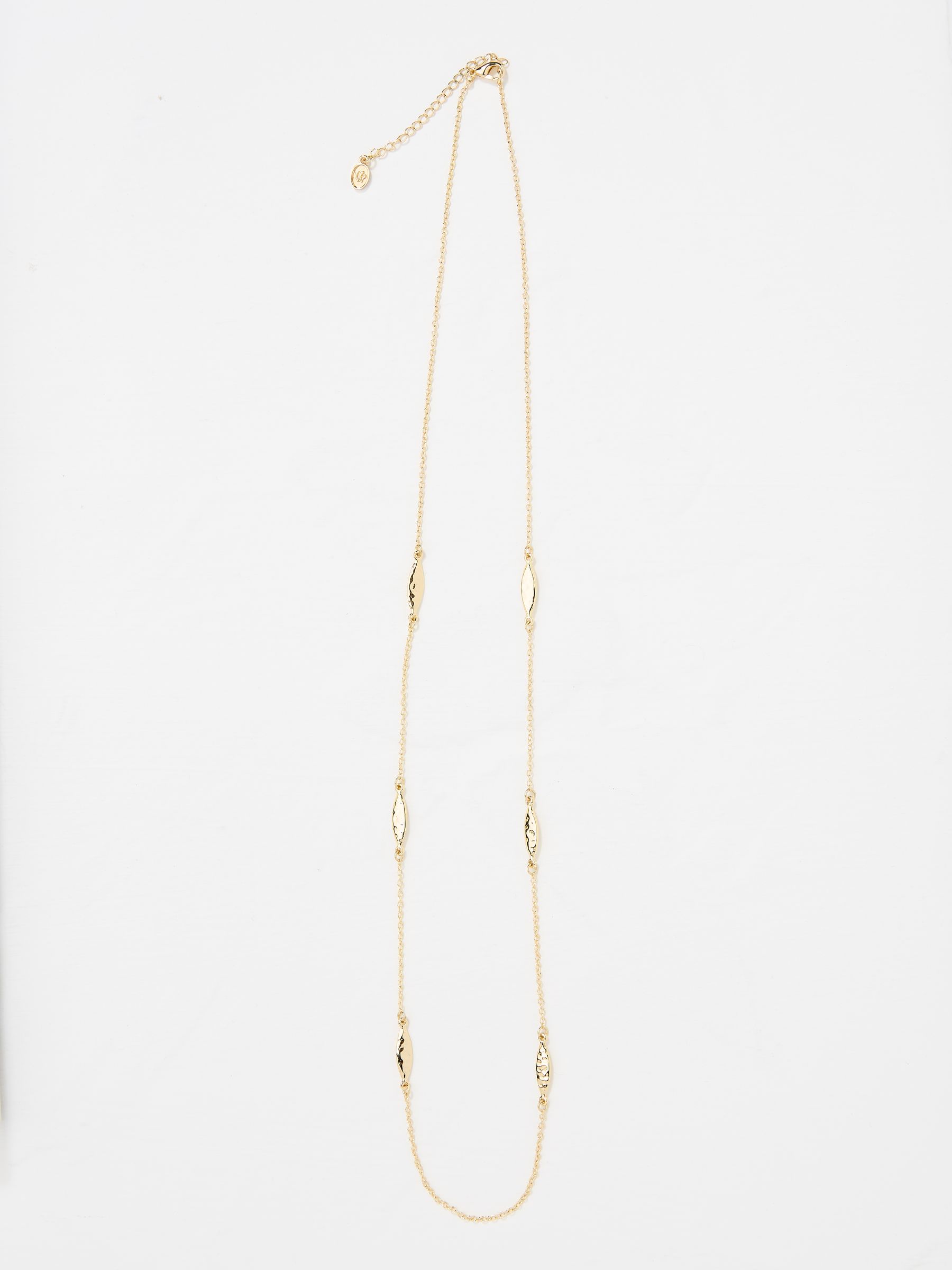 Gold Tone Hammered Oval Long Necklace - Image 1 of 2
