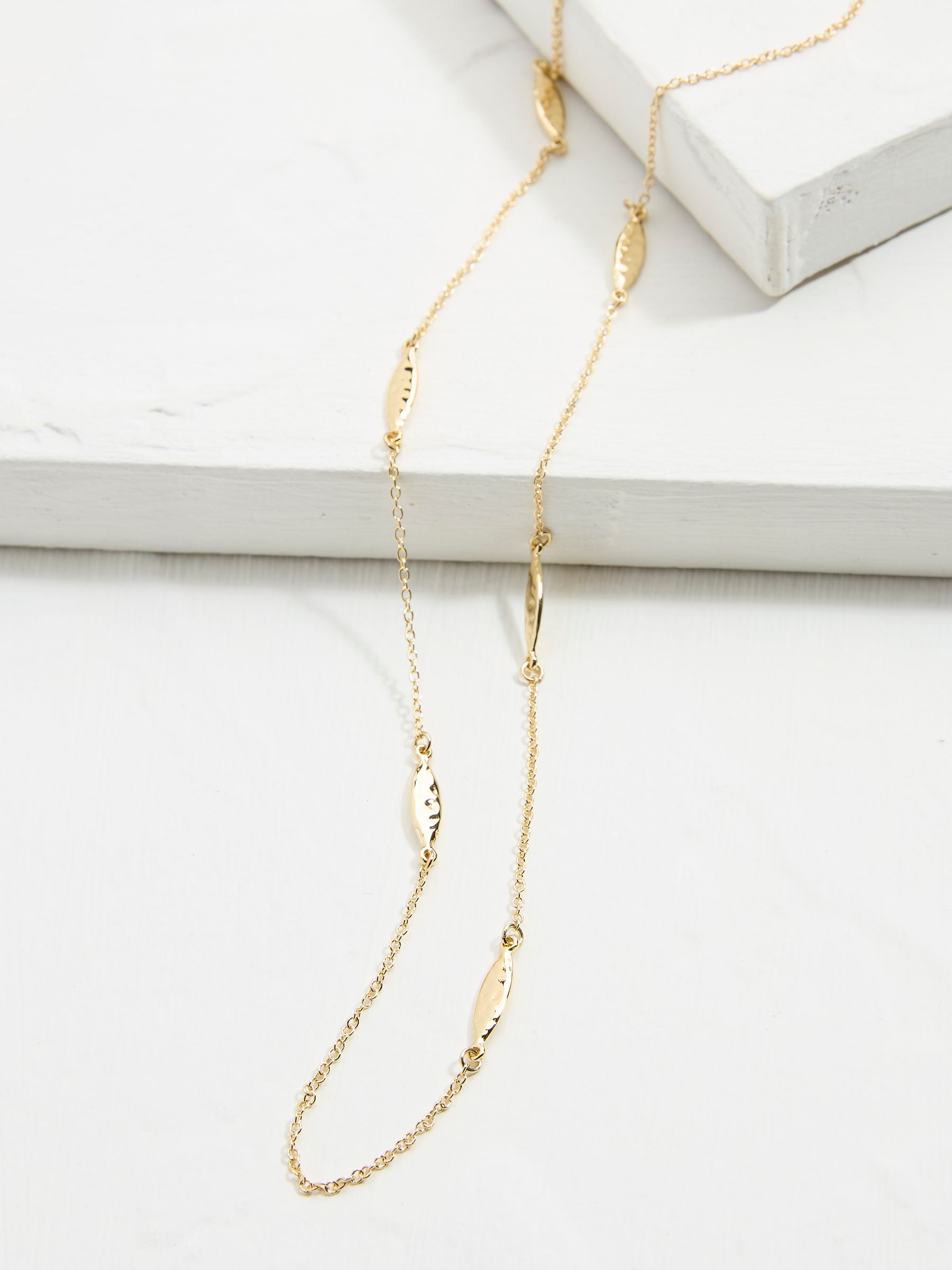 Gold Tone Hammered Oval Long Necklace - Image 2 of 2