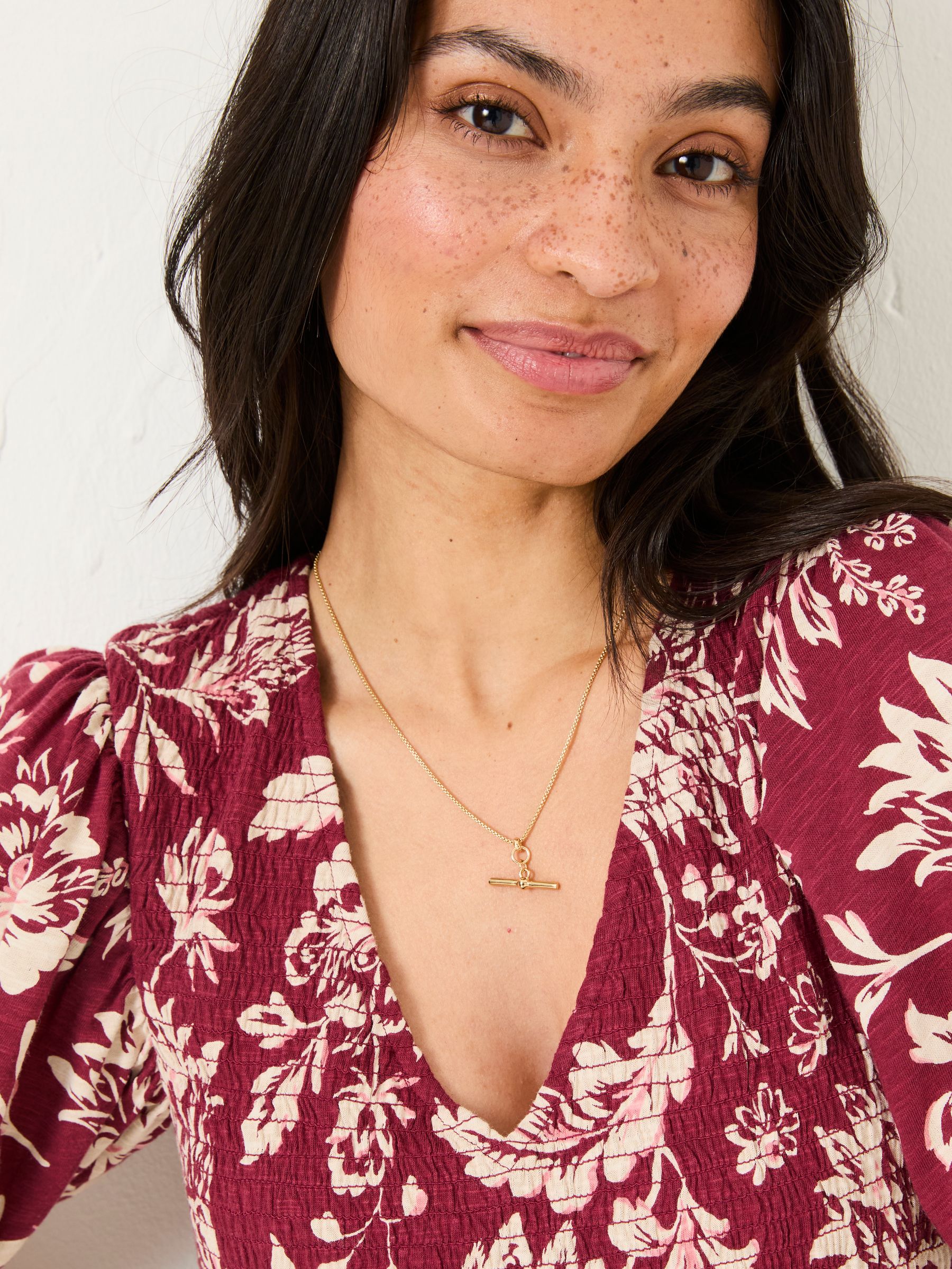 Gold Tone T Bar Necklace - Image 1 of 4