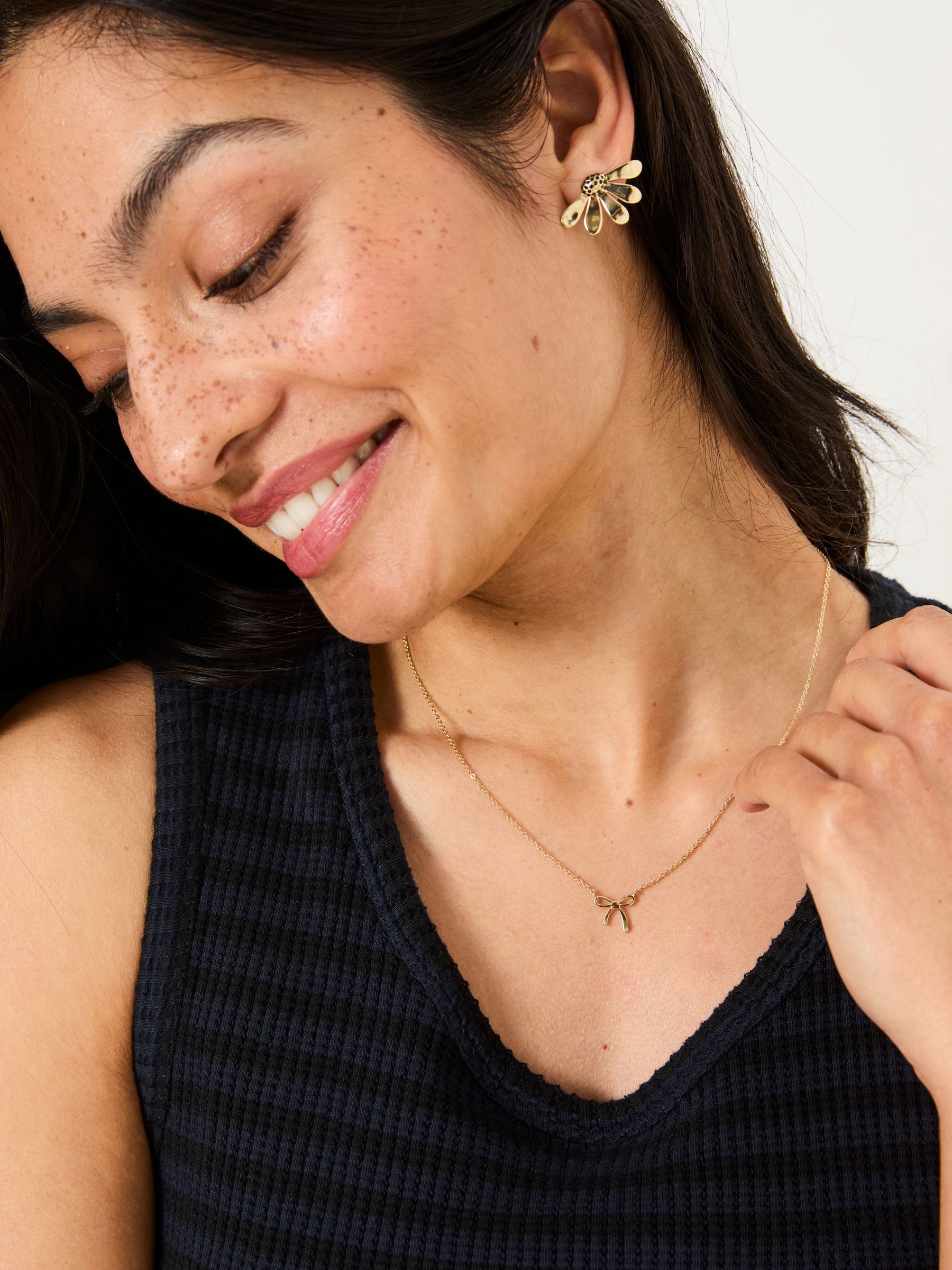 Gold Tone Bow Pendant Necklace - Image 1 of 4