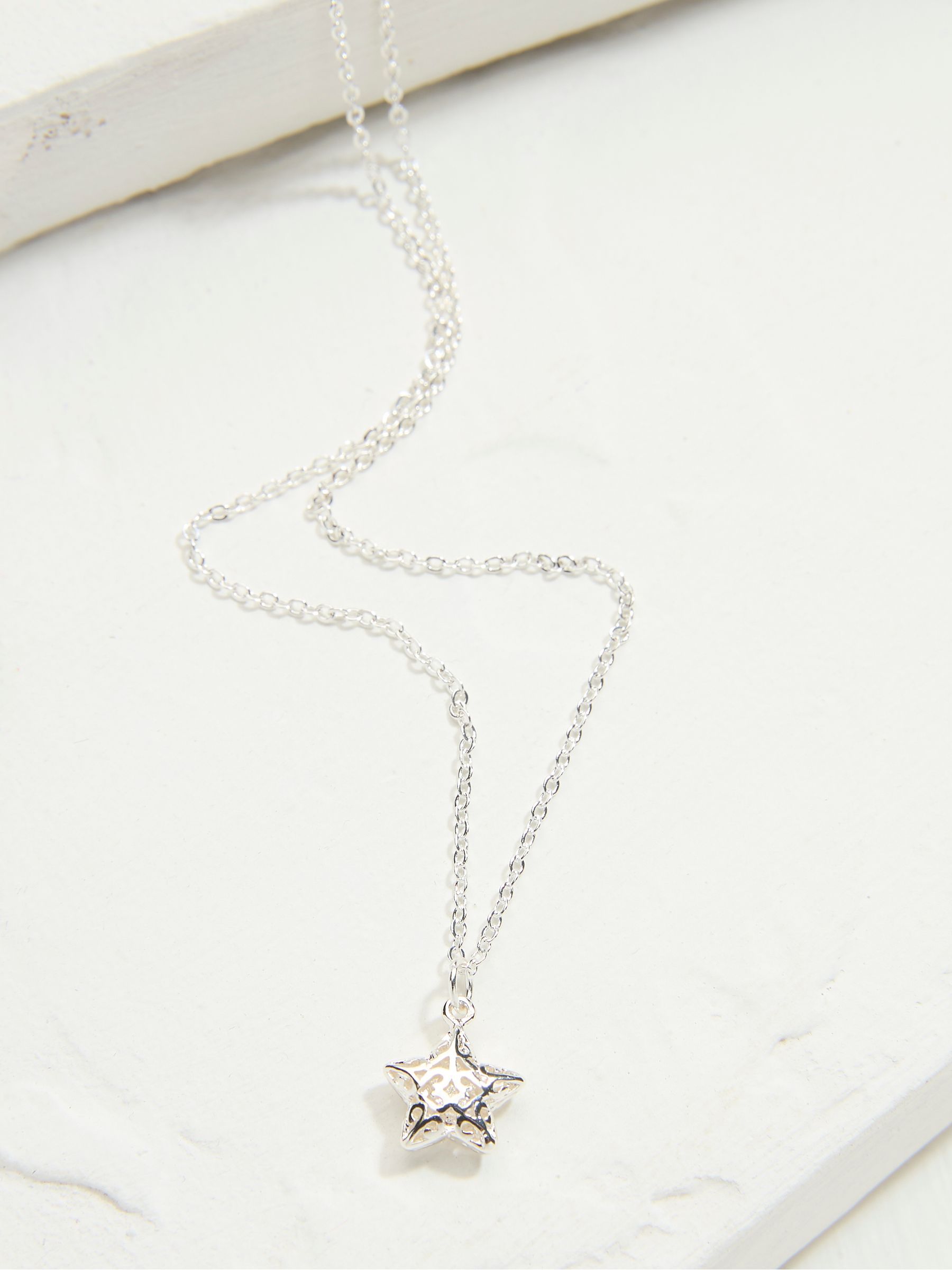 Silver Tone Filagree Star Pendant Necklace - Image 2 of 2