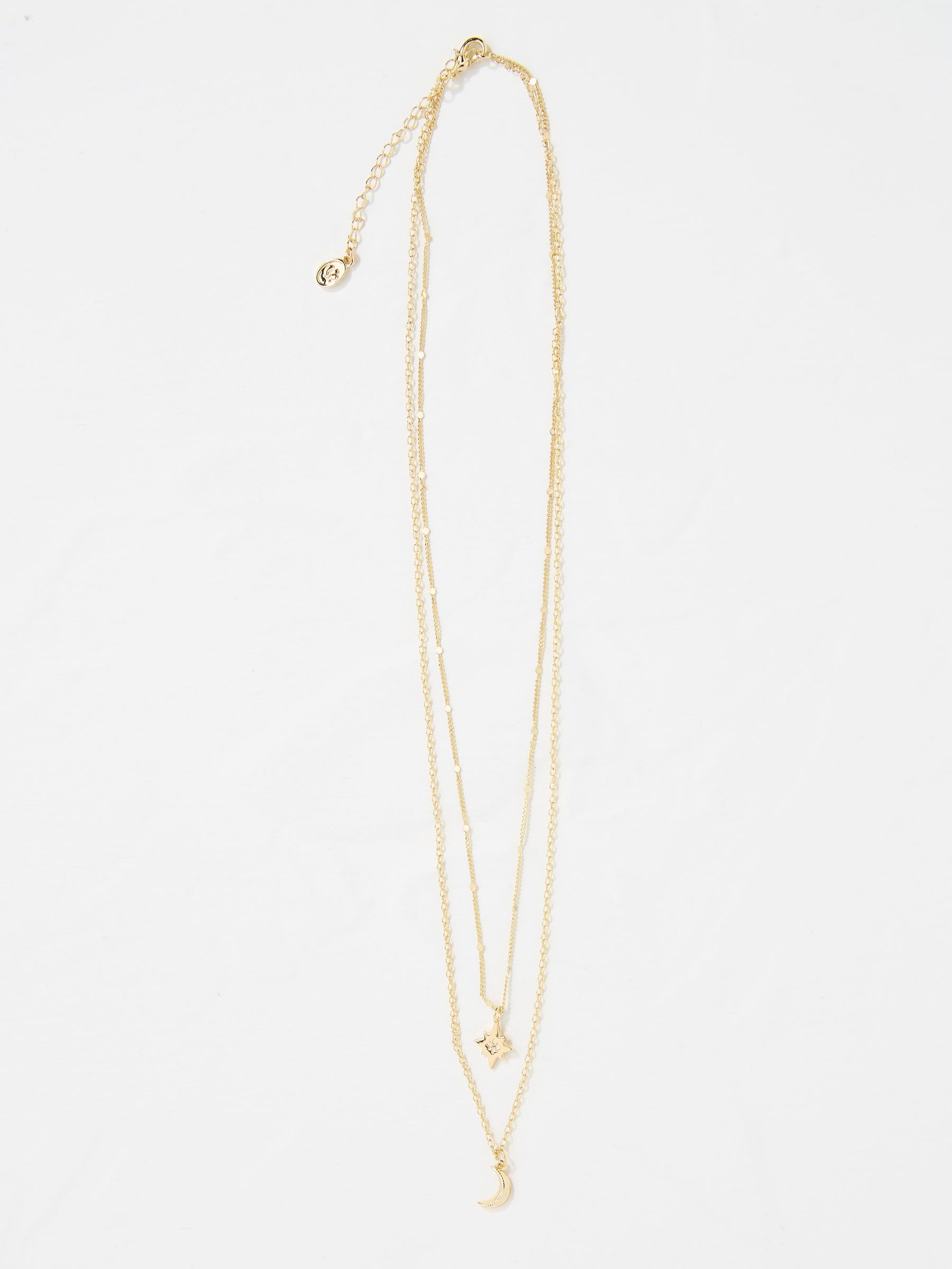 Gold Tone Star and Moon Layered Necklace - Image 1 of 2