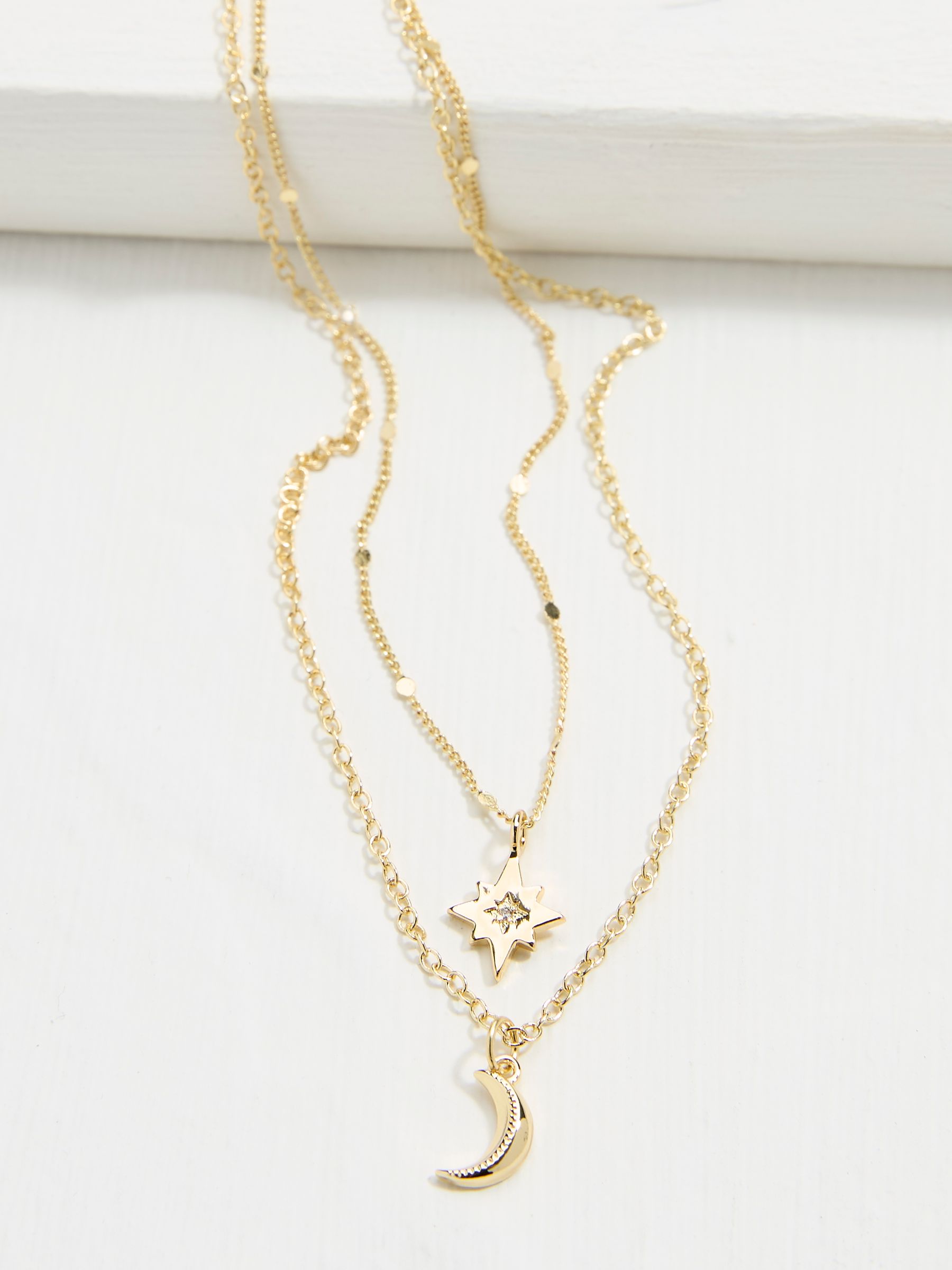 Gold Tone Star and Moon Layered Necklace - Image 2 of 2