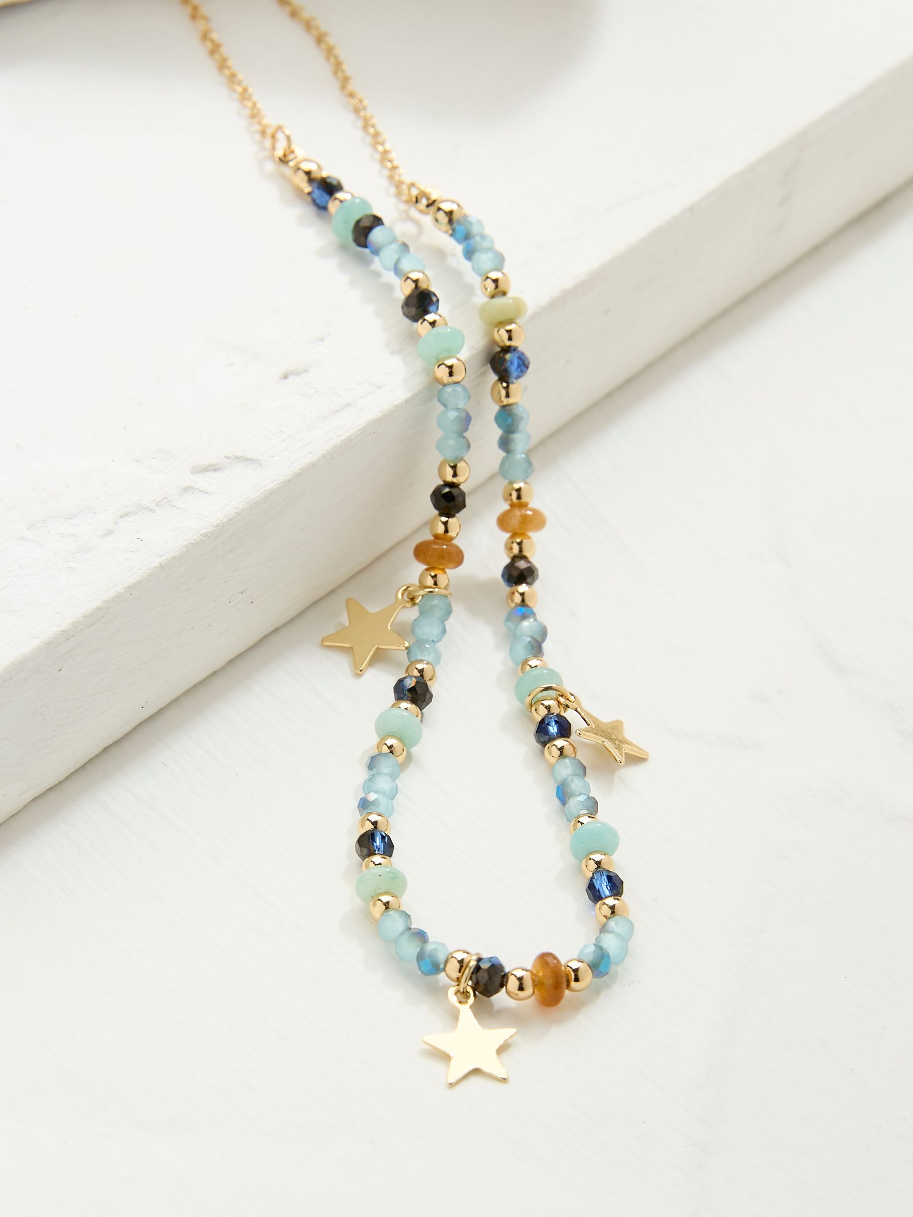 Blue Star Charm Beaded Necklace - Image 2 of 2