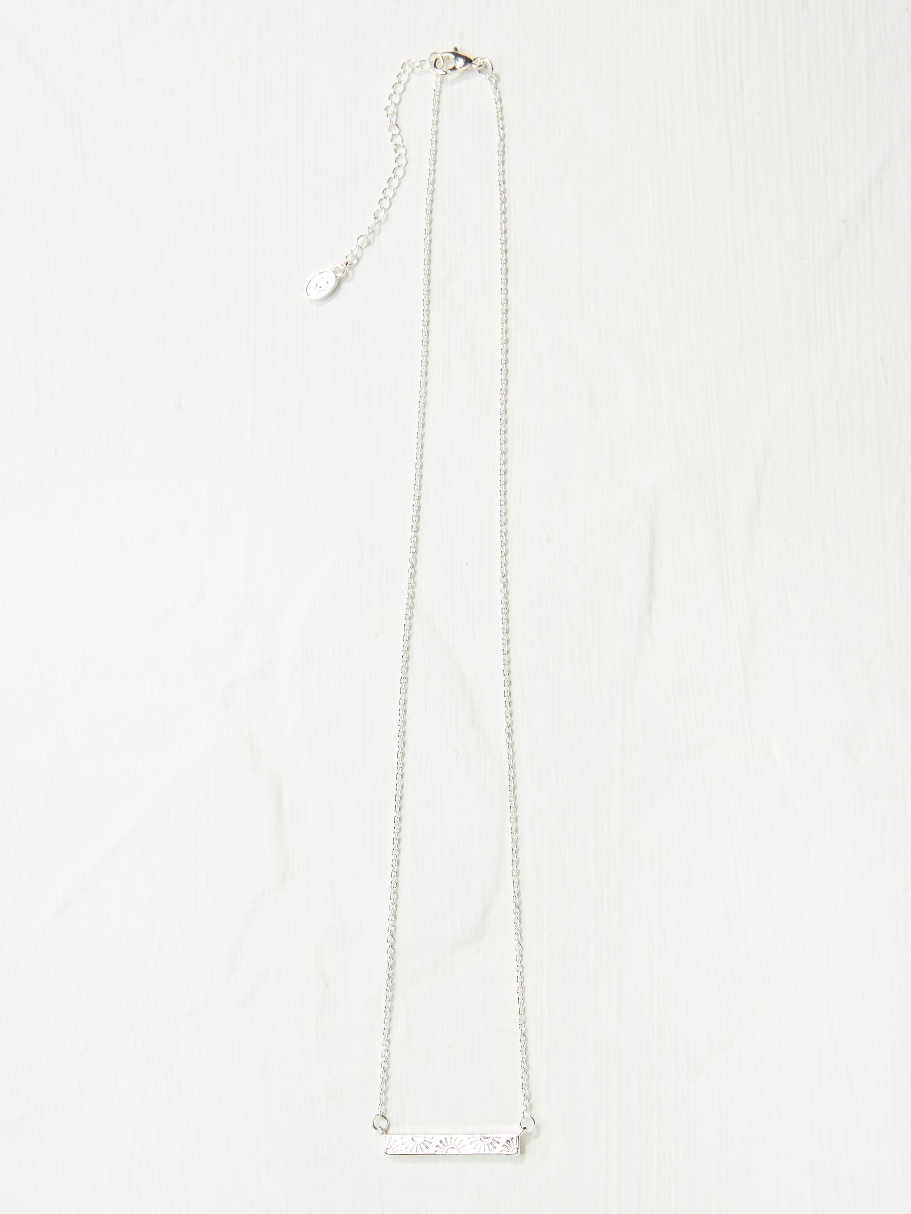 Silver Tone Flower Engraved Necklace - Image 1 of 3
