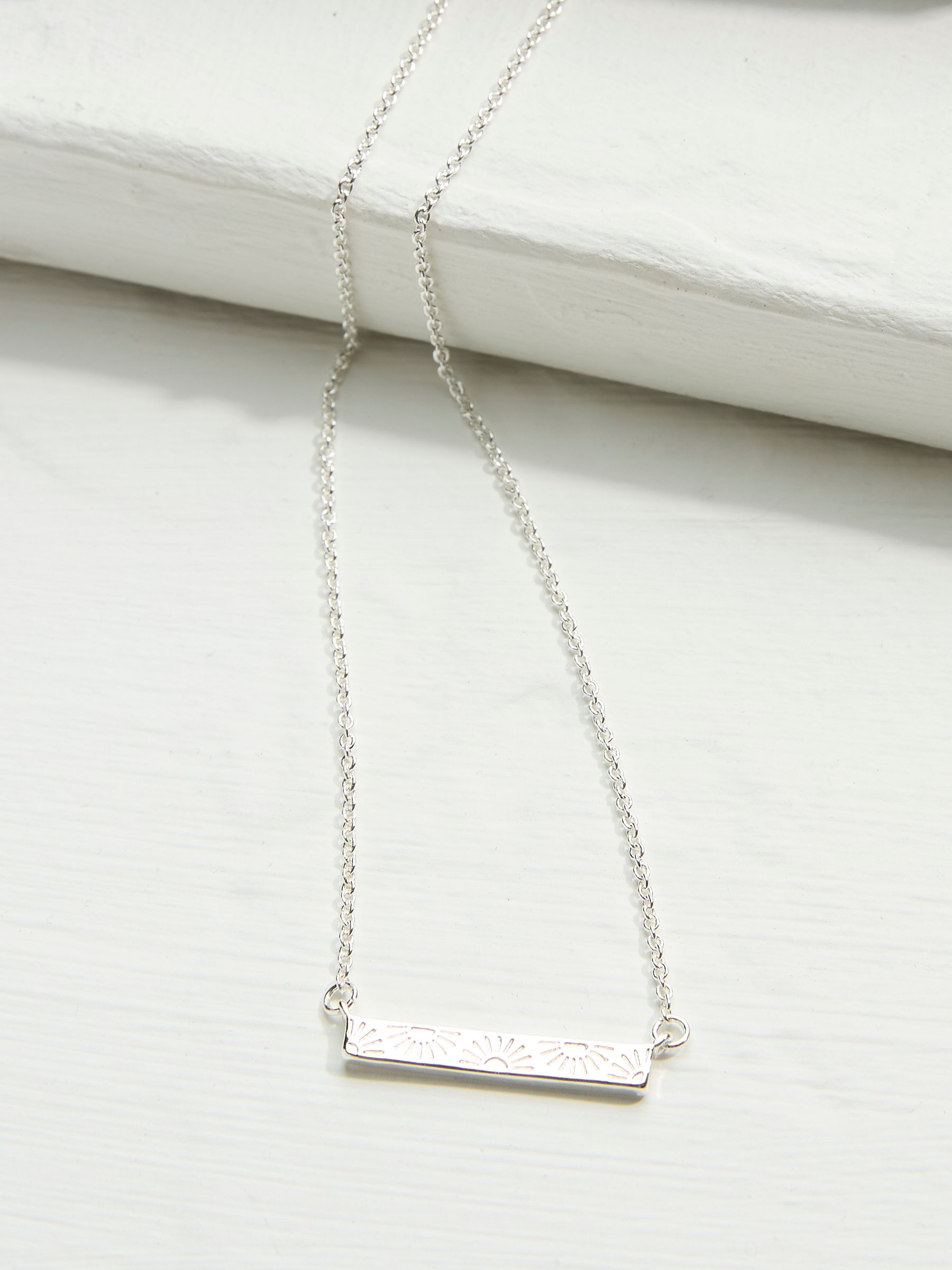Silver Tone Flower Engraved Necklace - Image 2 of 3
