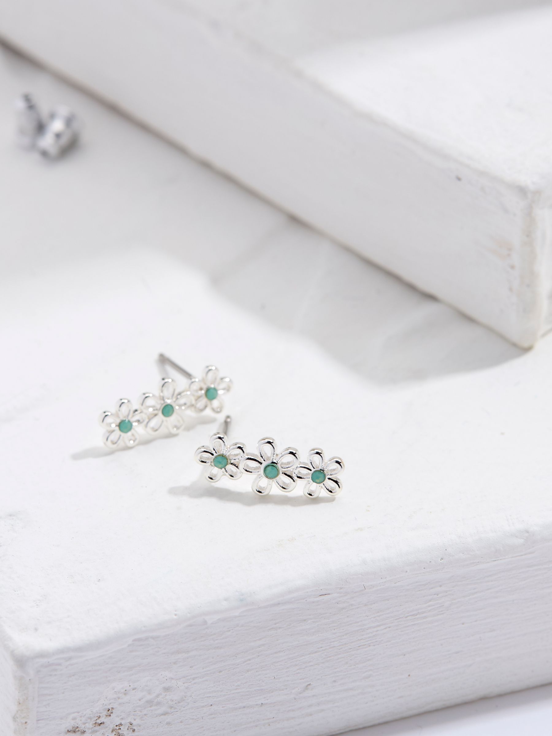 Silver Tone Triple Daisy Earrings - Image 1 of 2