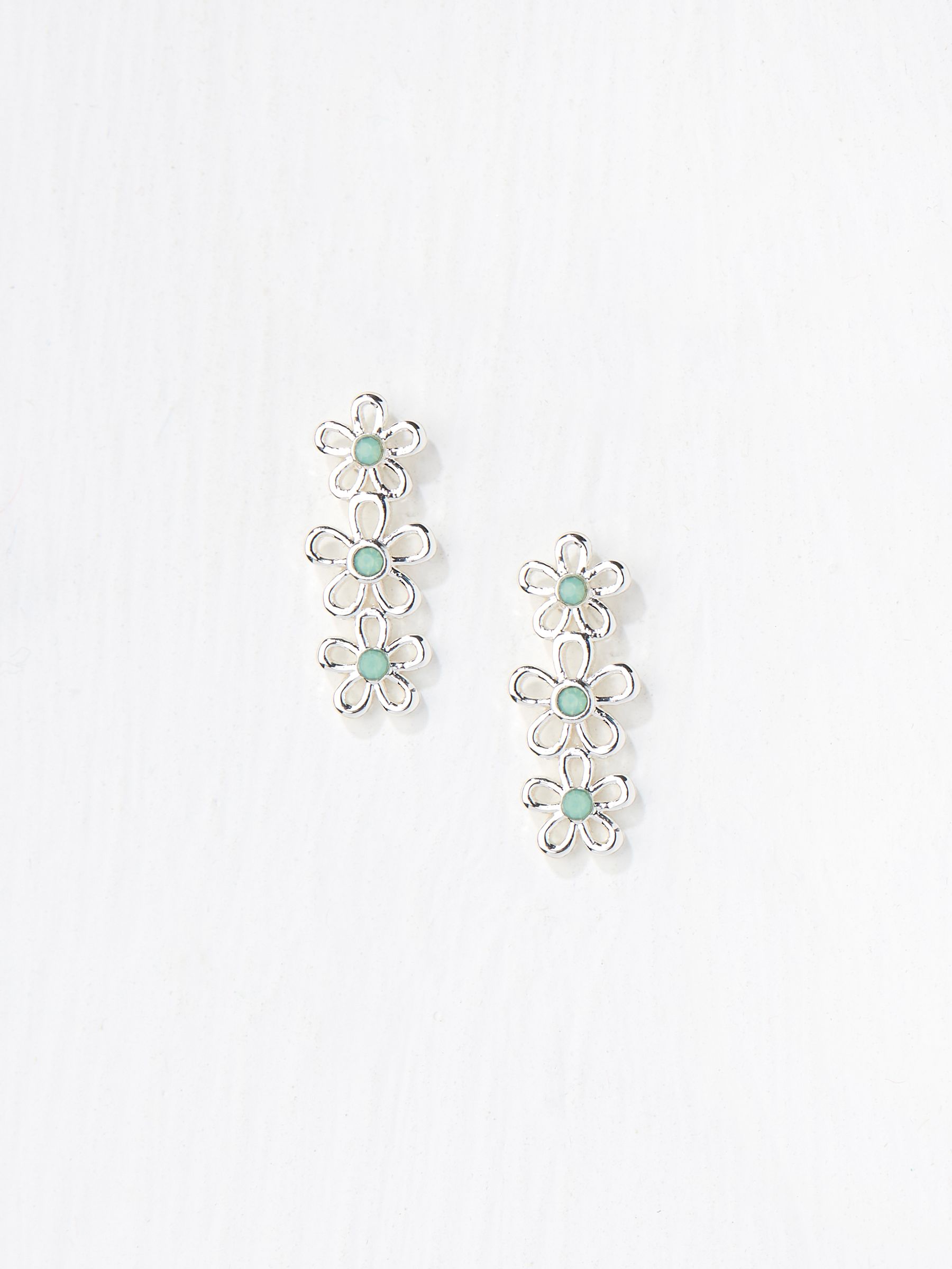 Silver Tone Triple Daisy Earrings - Image 2 of 2