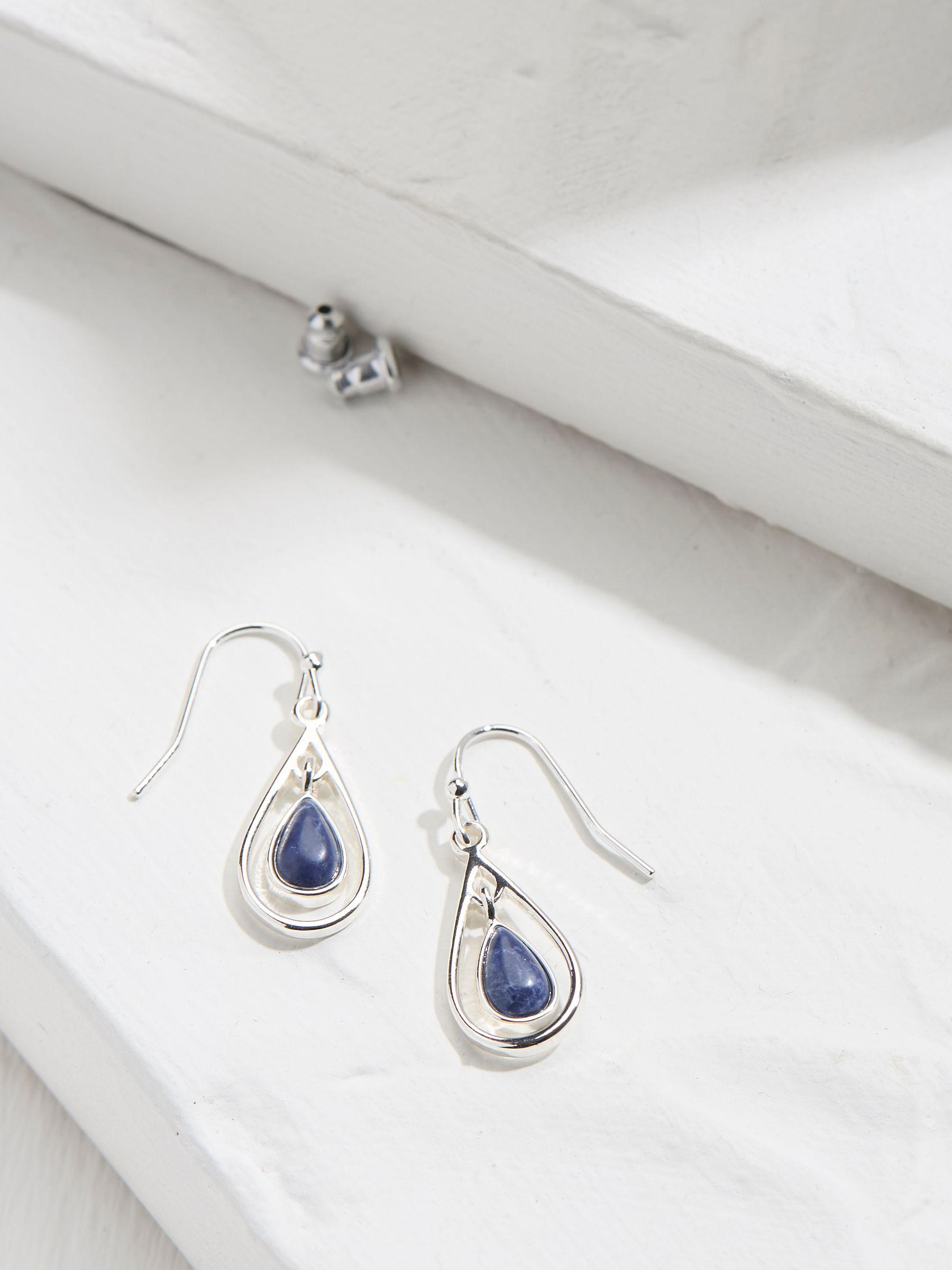 Navy Tear Drop Earrings - Image 1 of 2 Navy Tear Drop Earrings - Image 1 of 2