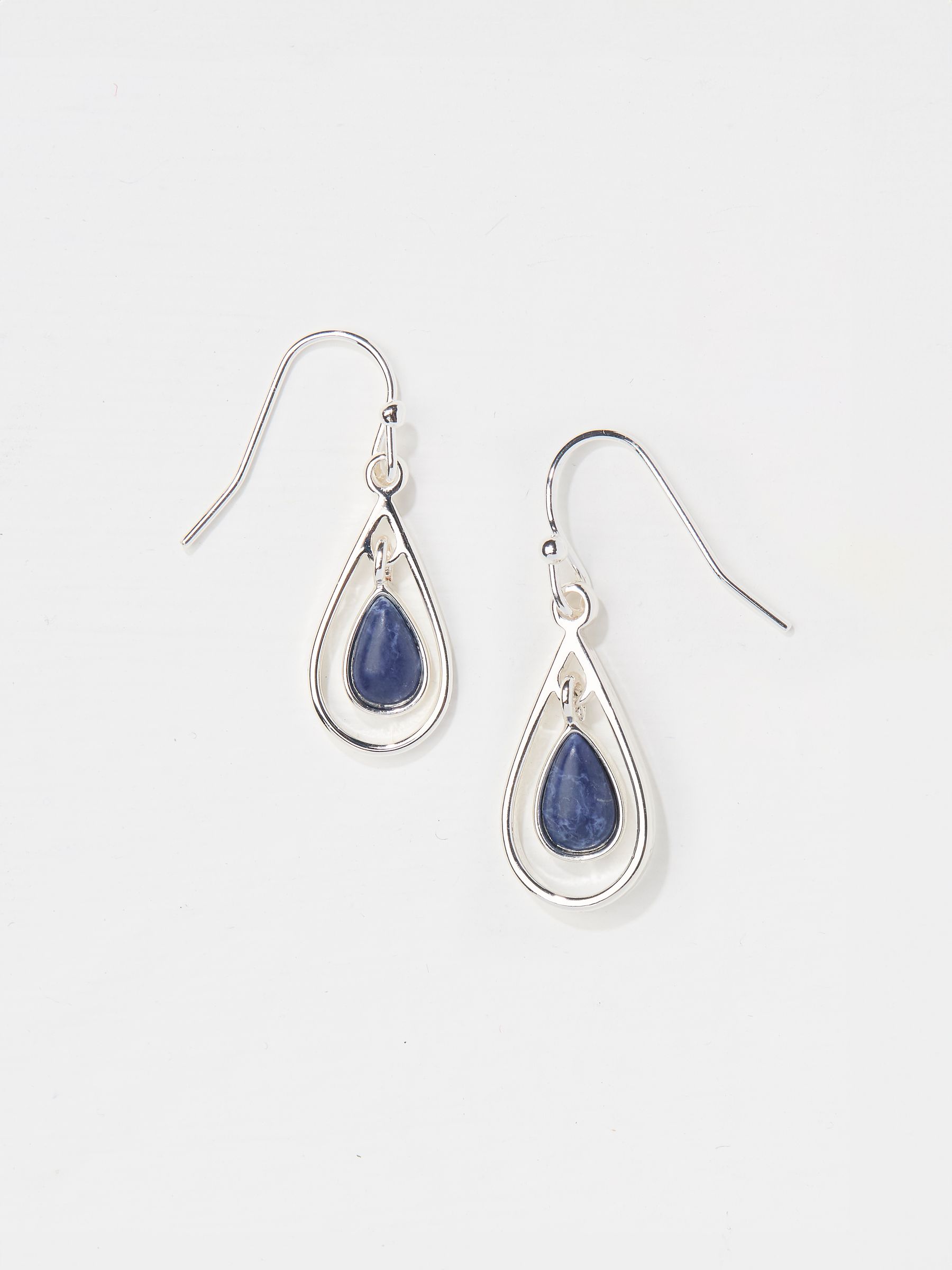Navy Tear Drop Earrings - Image 2 of 2 Navy Tear Drop Earrings - Image 2 of 2