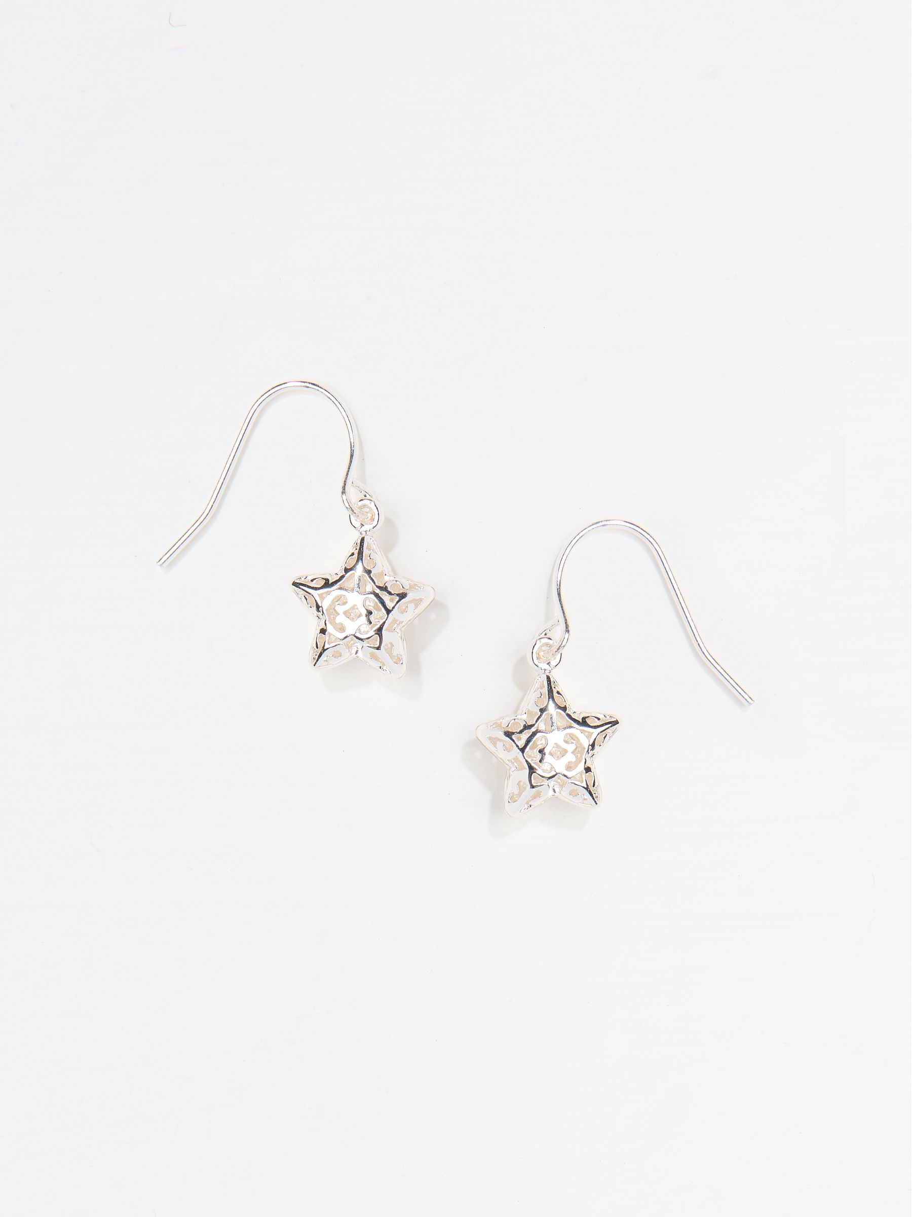 Silver Tone Filagree Star Drop Earrings - Image 2 of 2