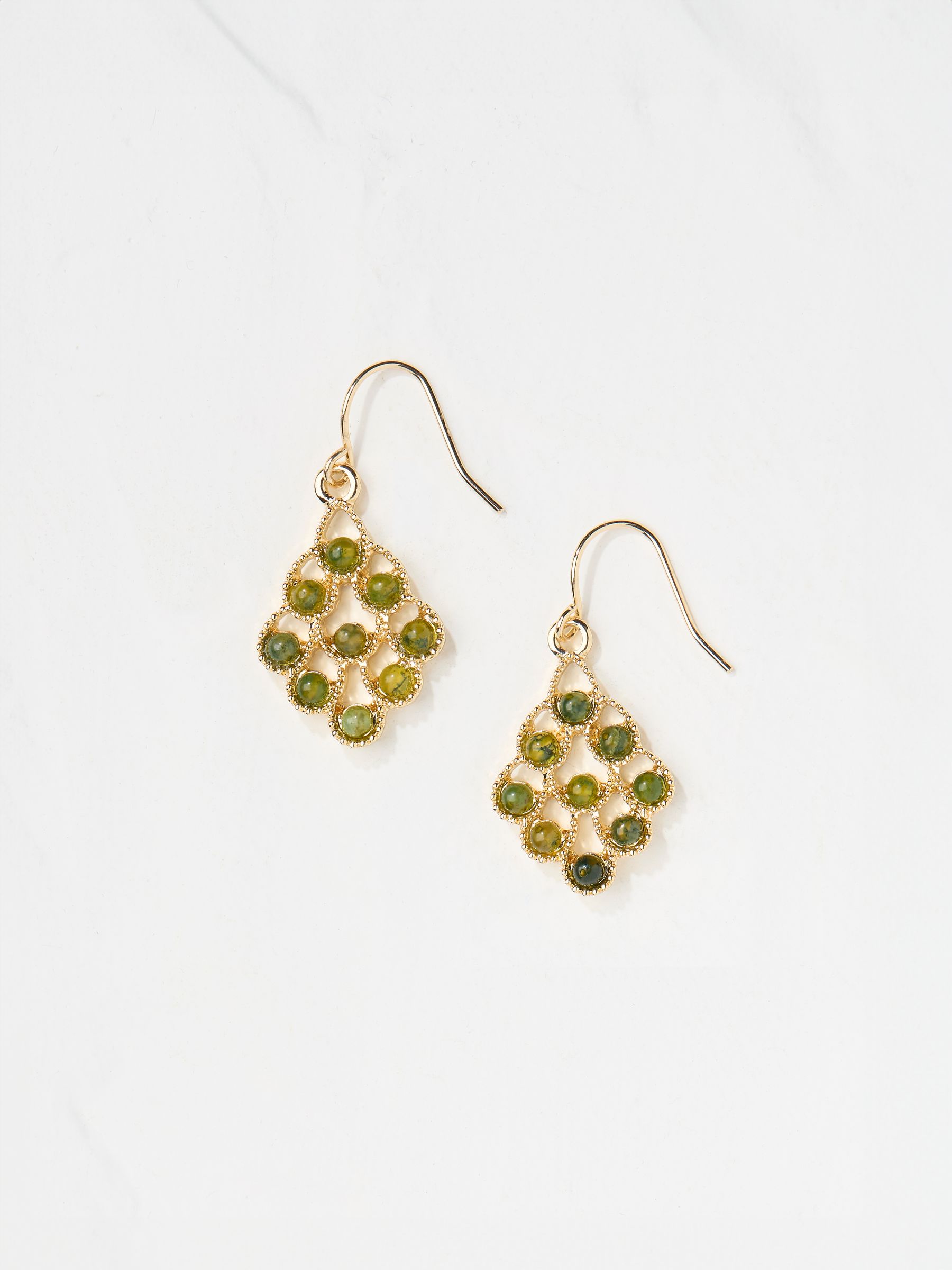 Gold Tone Stone Drop Earrings - Image 1 of 2