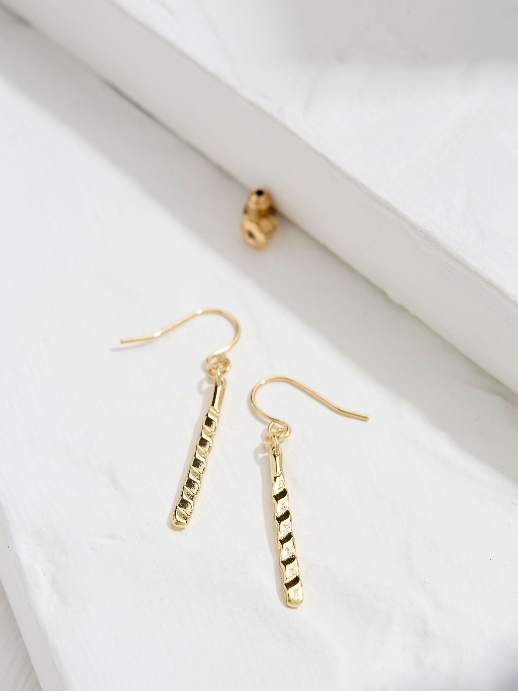 Gold Tone Twist Bar Drop Earrings - Image 1 of 2
