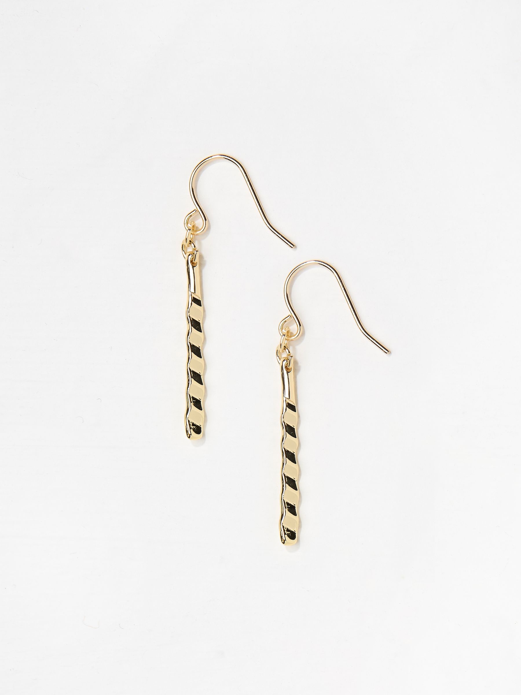 Gold Tone Twist Bar Drop Earrings - Image 2 of 2