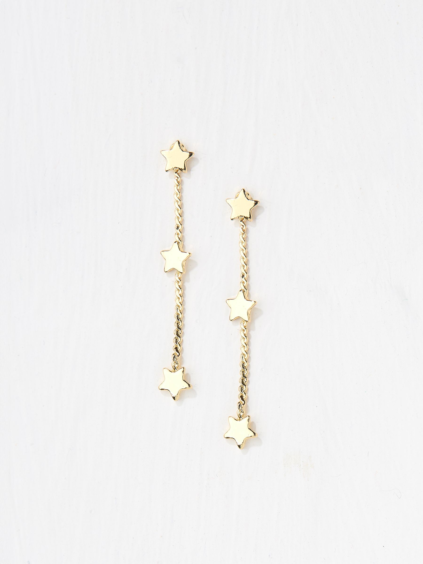 Gold Tone Triple Star Chain Earrings - Image 2 of 2