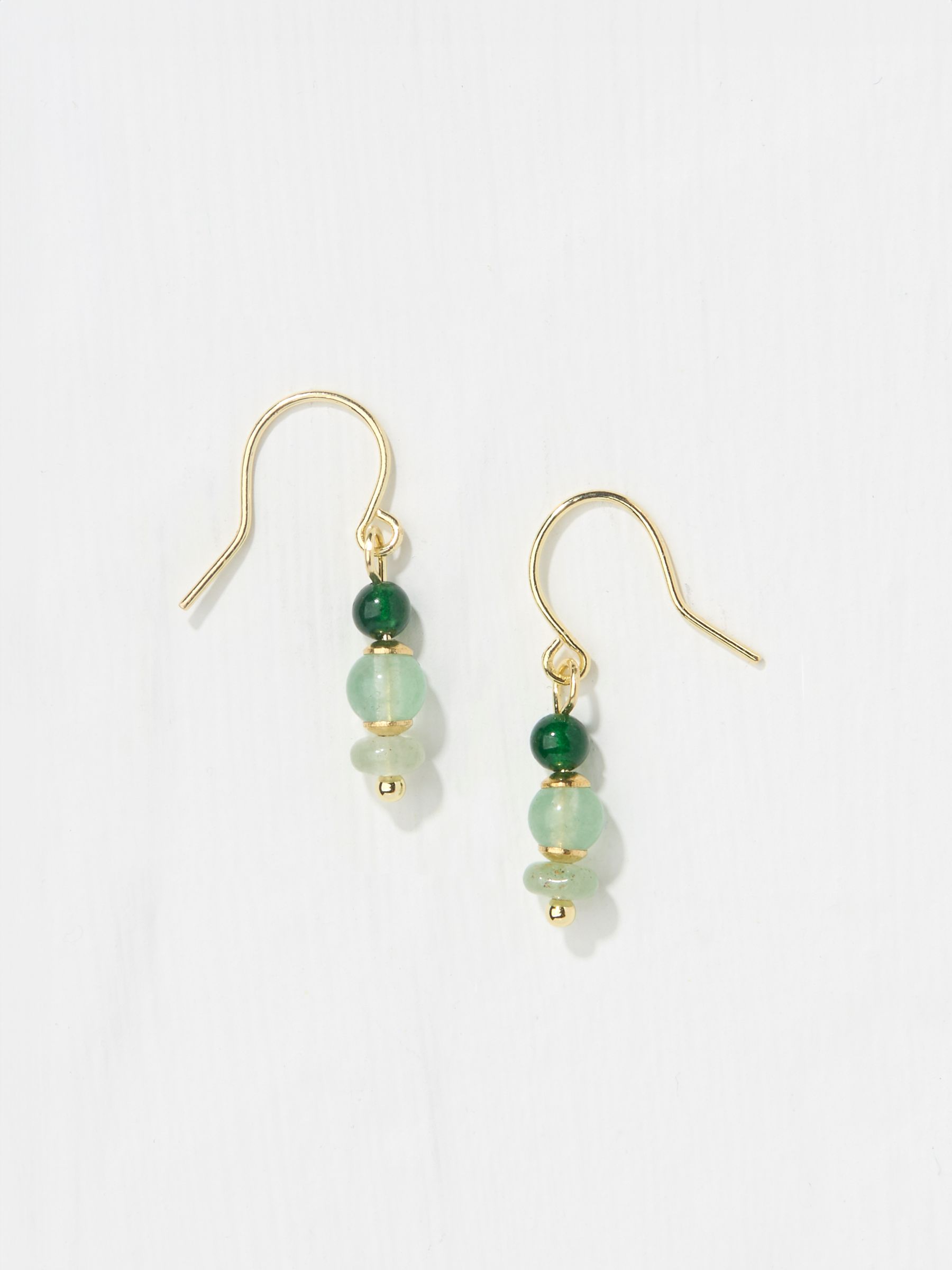 Green Triple Stone Drop Earrings - Image 1 of 2