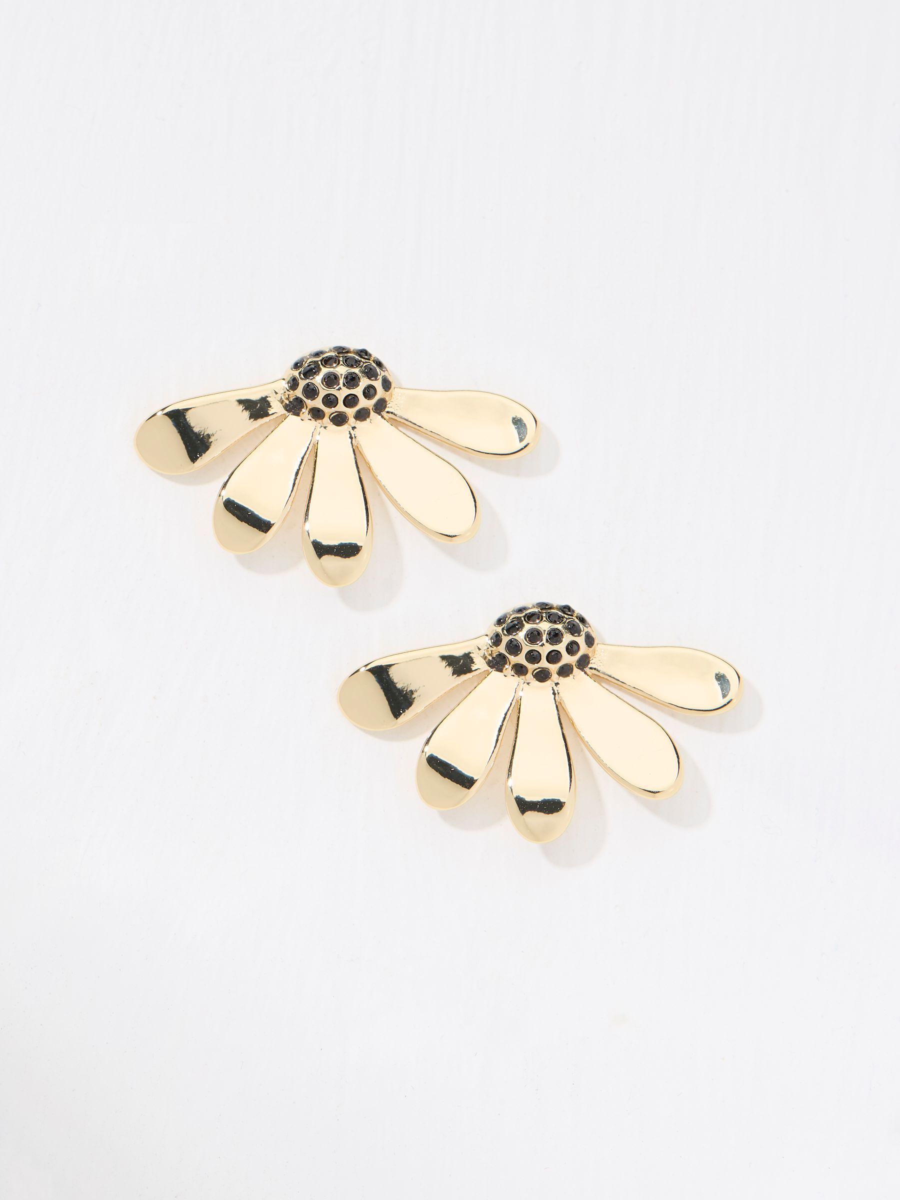 Gold Tone Flower Petal Earrings - Image 4 of 4