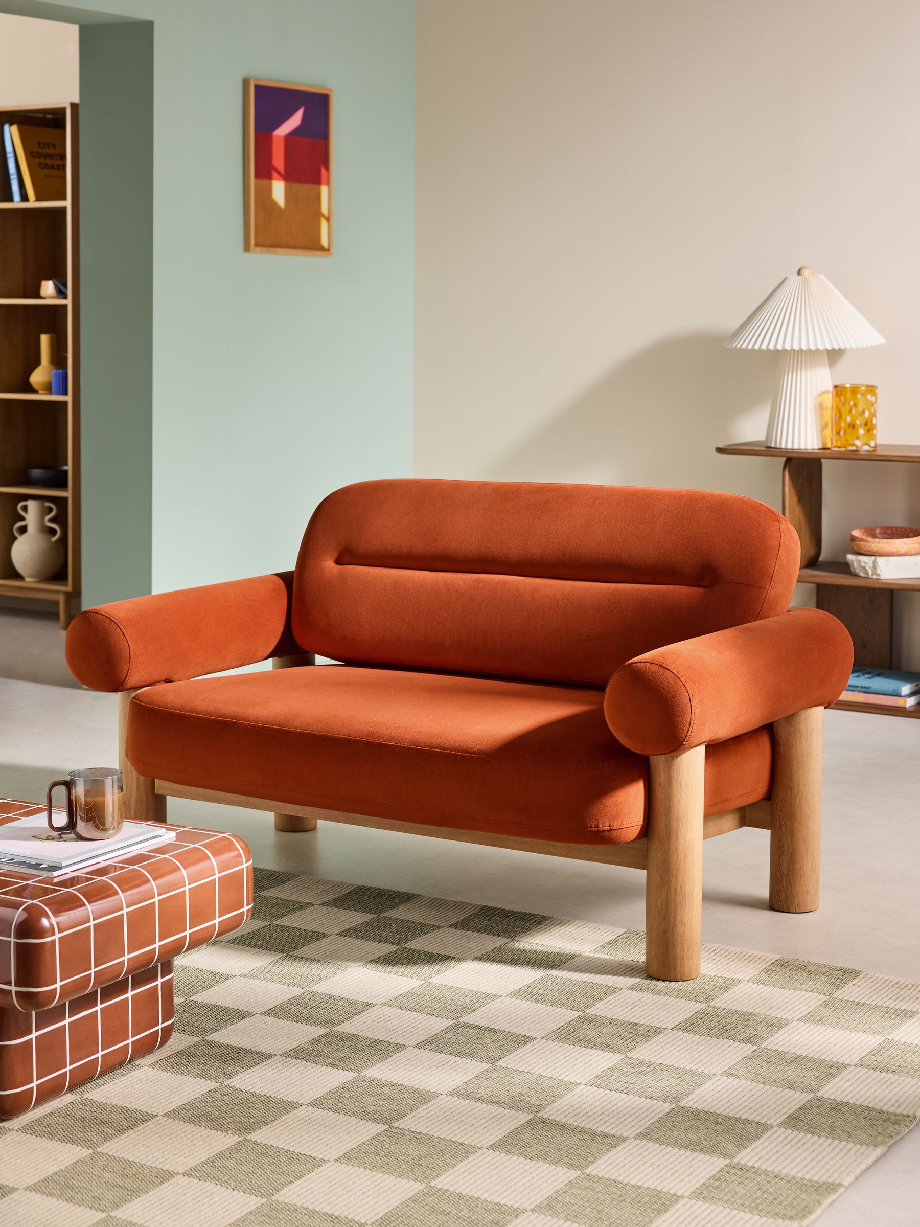 Maxton 2 Seater Sofa in Velvet Cinnamon Orange - Image 1 of 7