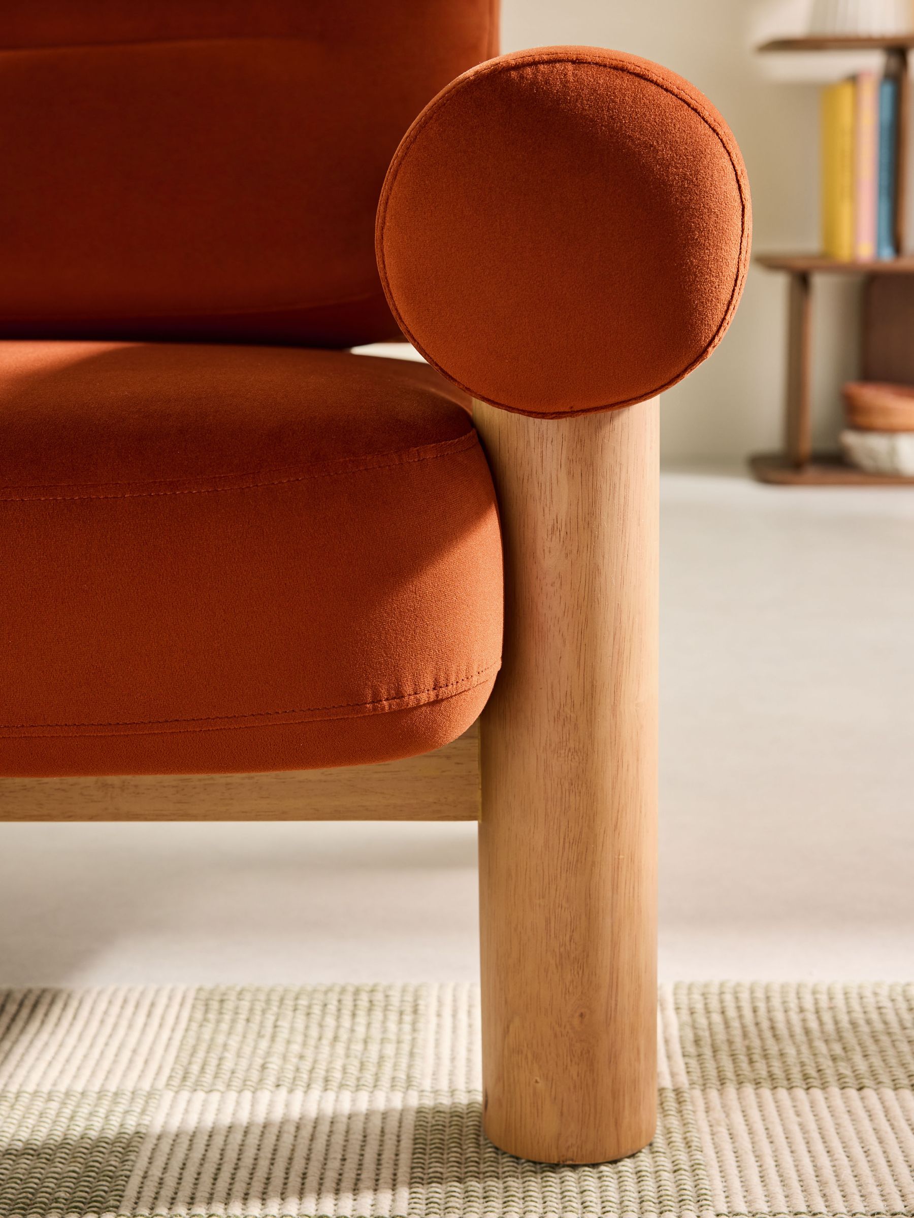Maxton 2 Seater Sofa in Velvet Cinnamon Orange - Image 3 of 7