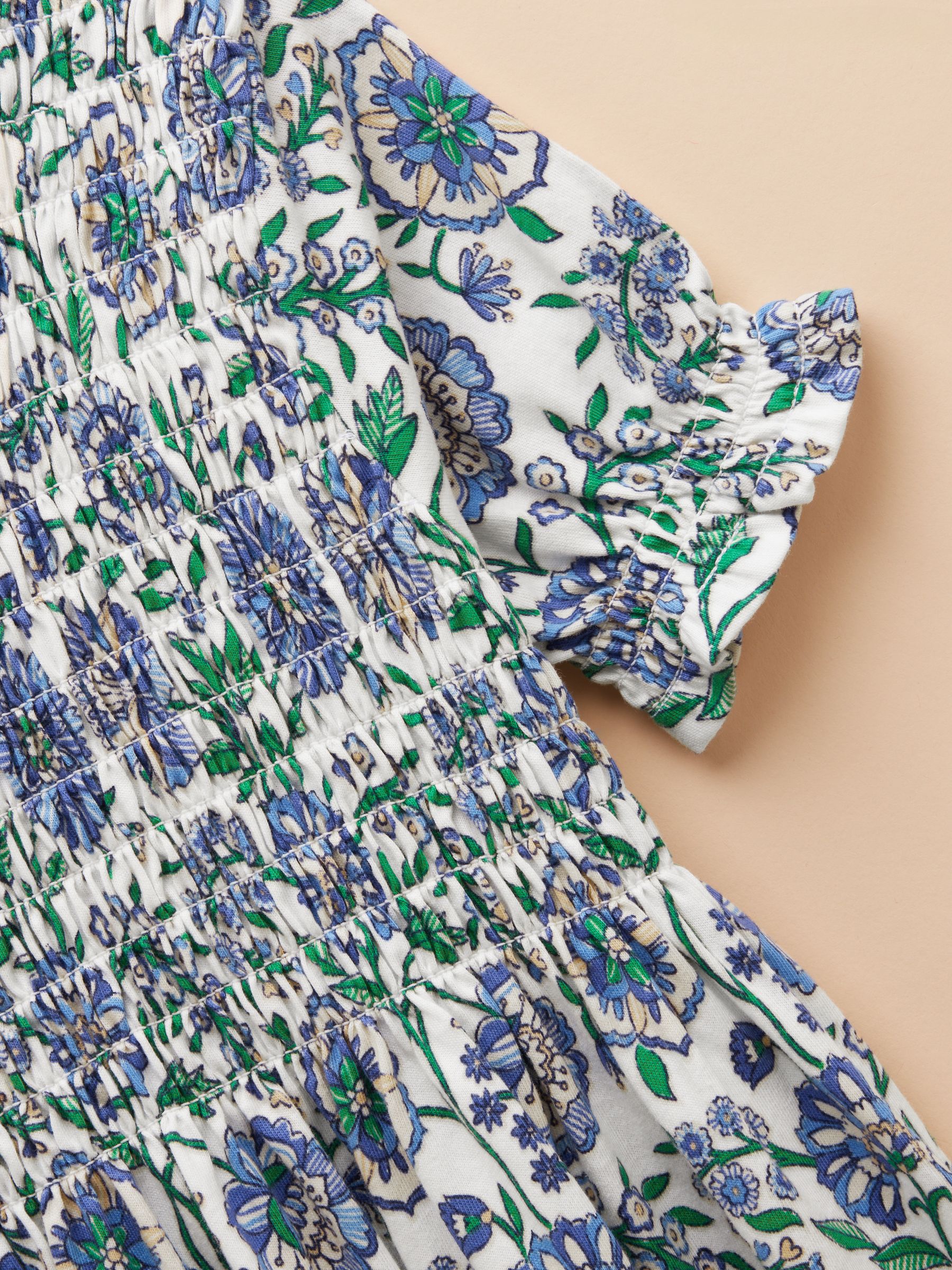 Gracie Blue Short Sleeve Shirred Dress - Image 4 of 6