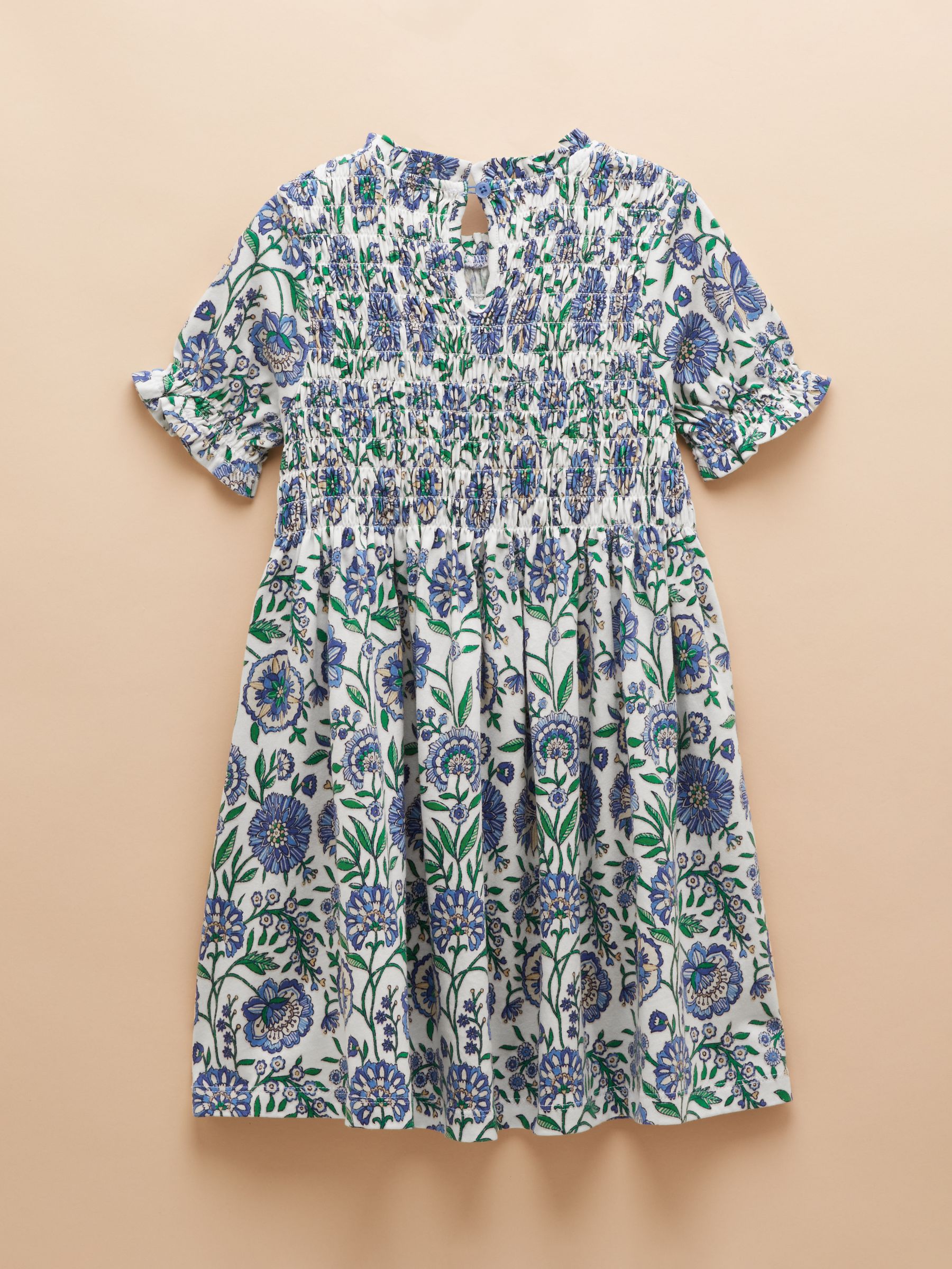 Gracie Blue Short Sleeve Shirred Dress - Image 6 of 6