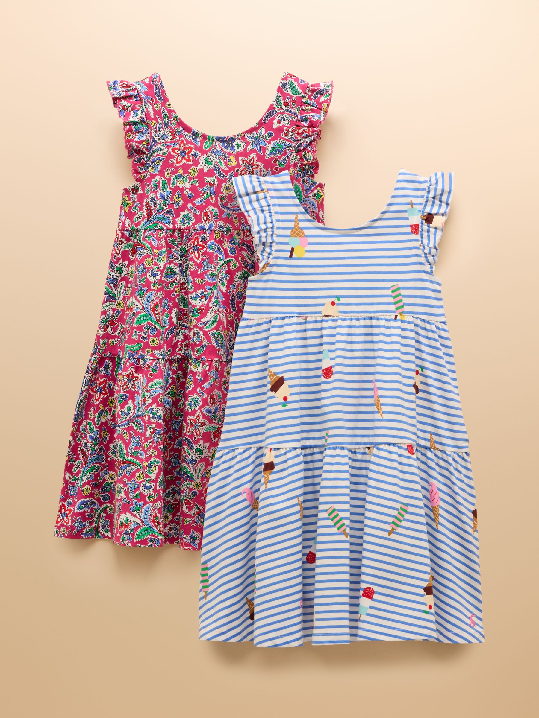 Butterfly Blue & Pink Frill Sleeve Print Dress Two Pack - Image 1 of 9