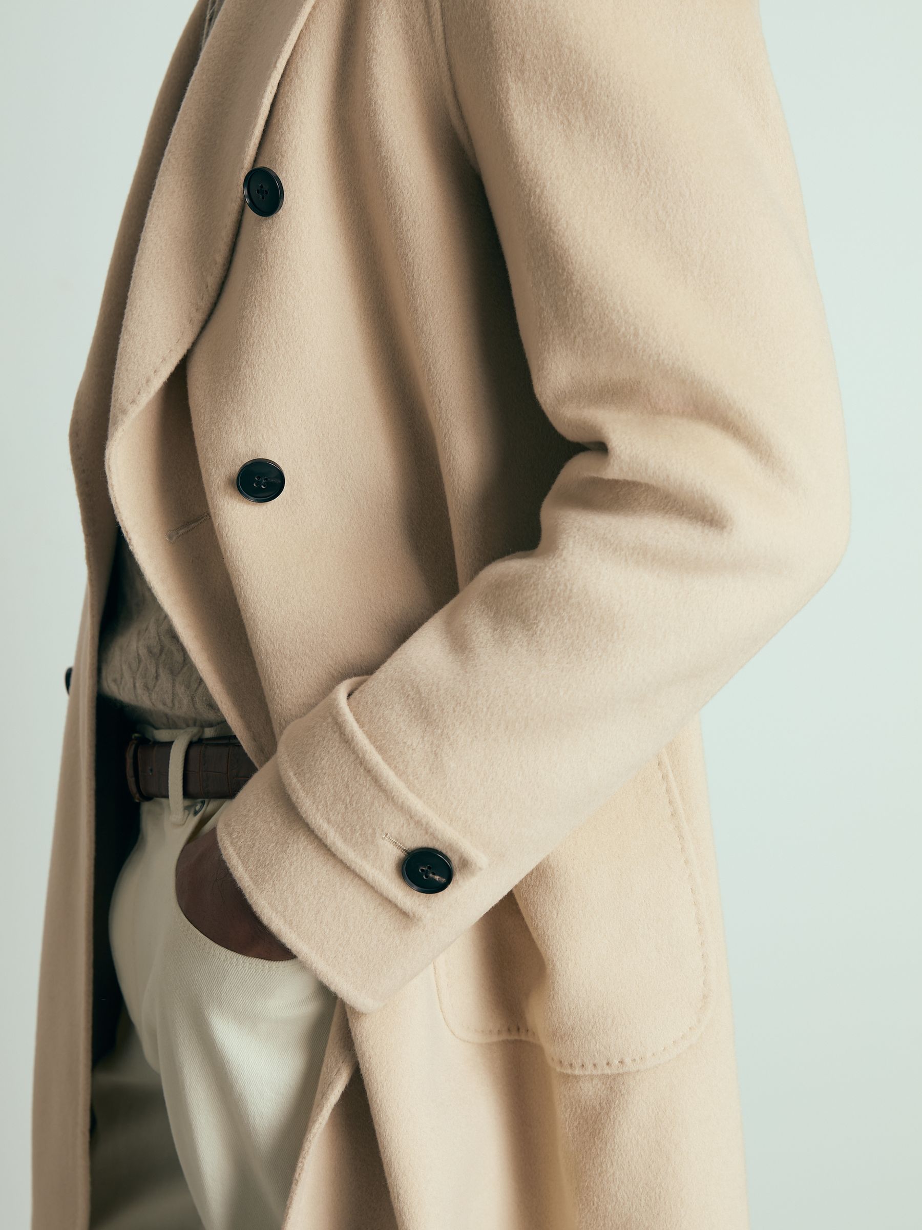 Atelier Wool-Cashmere Double-Breasted Coat in Camel - Image 3 of 6