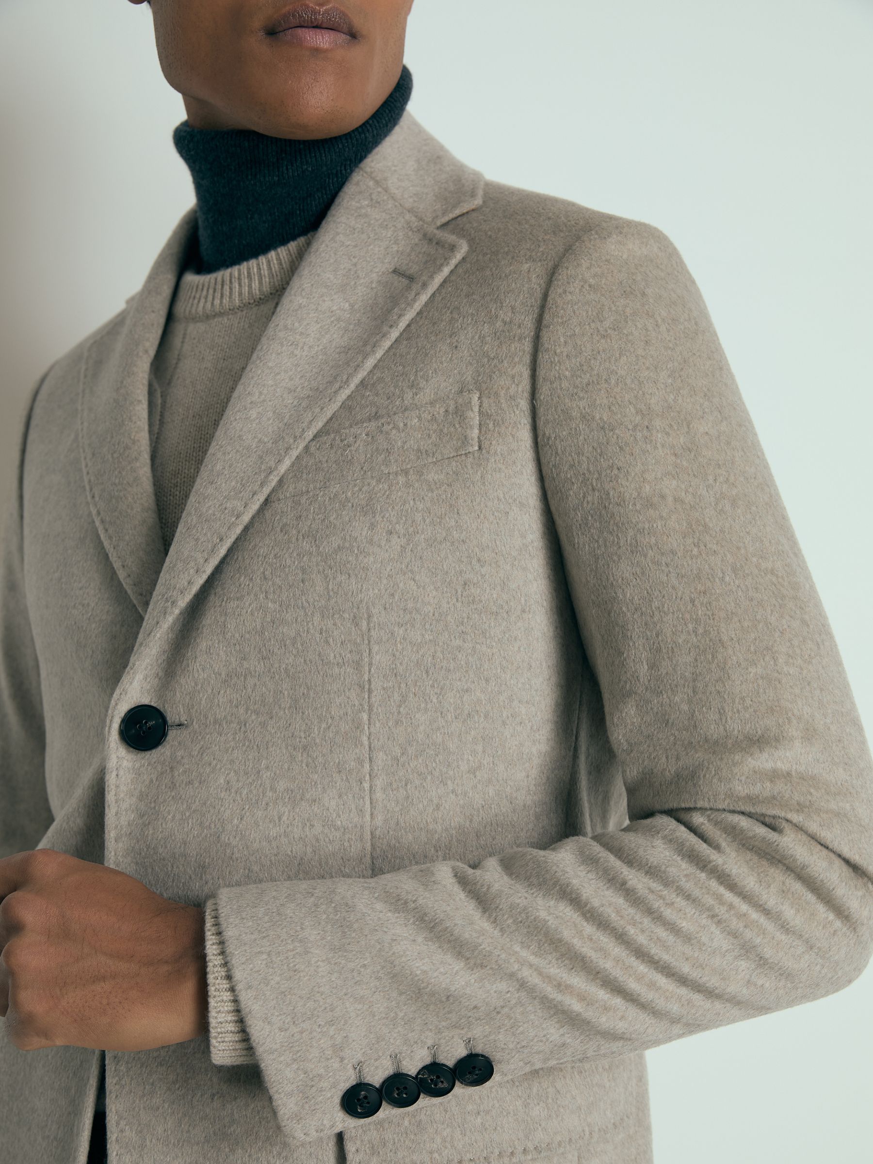 Atelier Cashmere Single-Breasted Overcoat in Oatmeal - Image 3 of 5