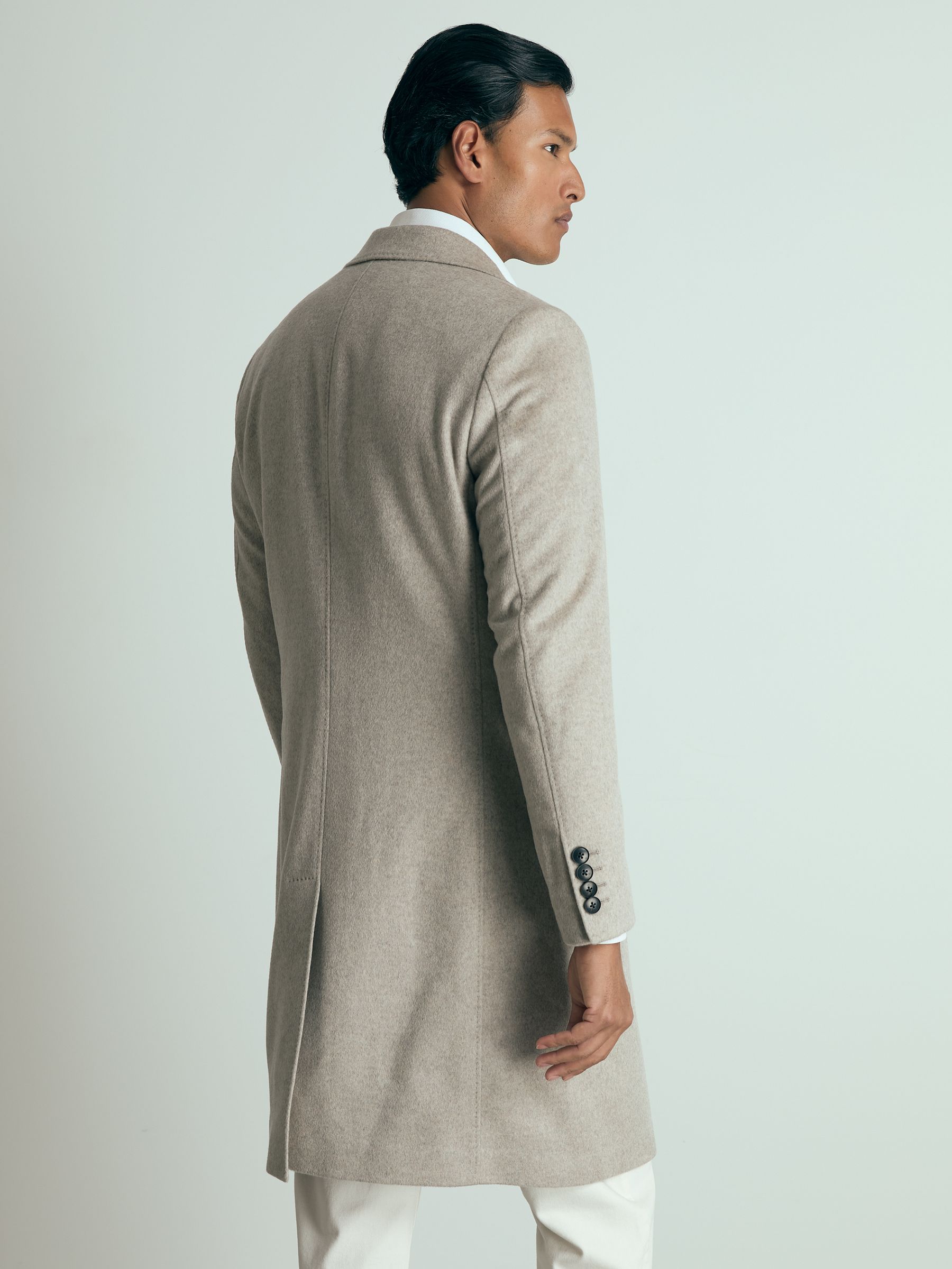 Atelier Cashmere Single-Breasted Overcoat in Oatmeal - Image 4 of 5