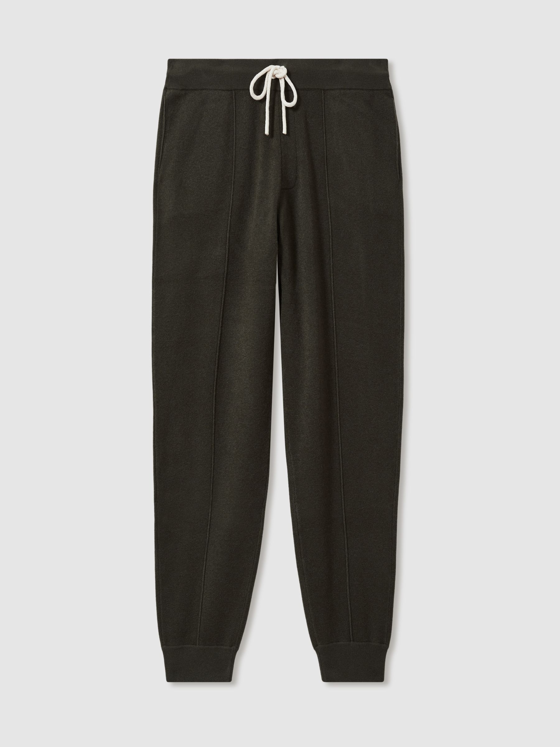 Paige Compact-Knit Drawstring Trousers in Khaki - Image 2 of 6